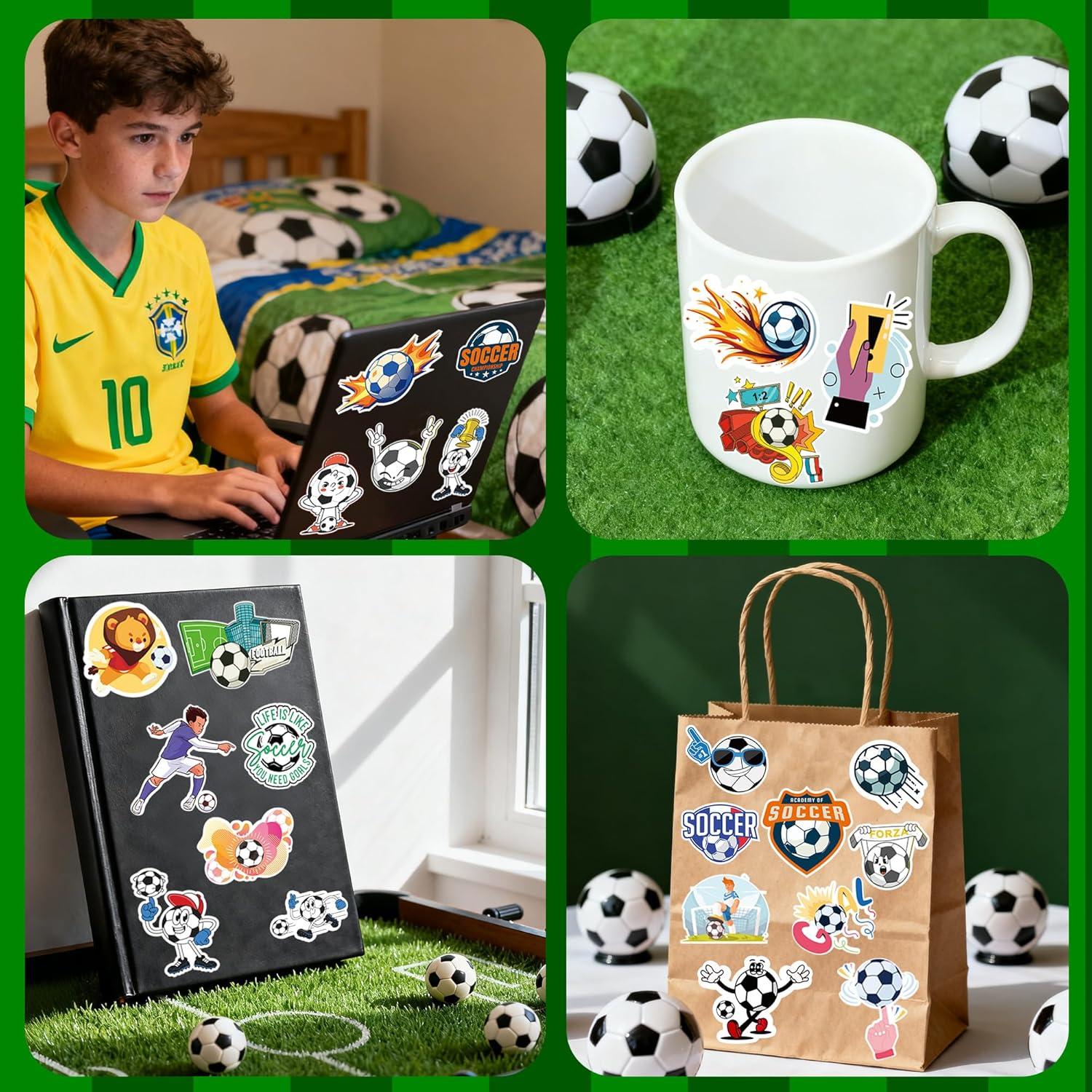 image:image100 PCS Soccer Stickers for Kids Water BottleLaptop Sports Football Stickers for Toddlers Activities Birthday Party Toys Games Crafts Gifts for KidsFootball Soccer Party Supplies Favors for TeensSoccer