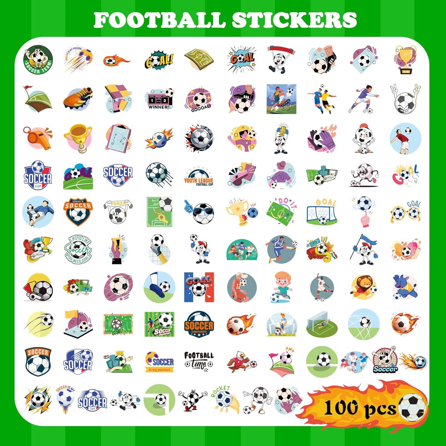 image:image100 PCS Soccer Stickers for Kids Water BottleLaptop Sports Football Stickers for Toddlers Activities Birthday Party Toys Games Crafts Gifts for KidsFootball Soccer Party Supplies Favors for TeensSoccer