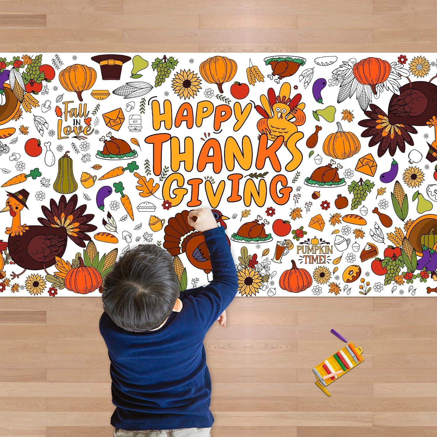 image:image2 PCS Thanksgiving Giant Coloring PosterTablecloth