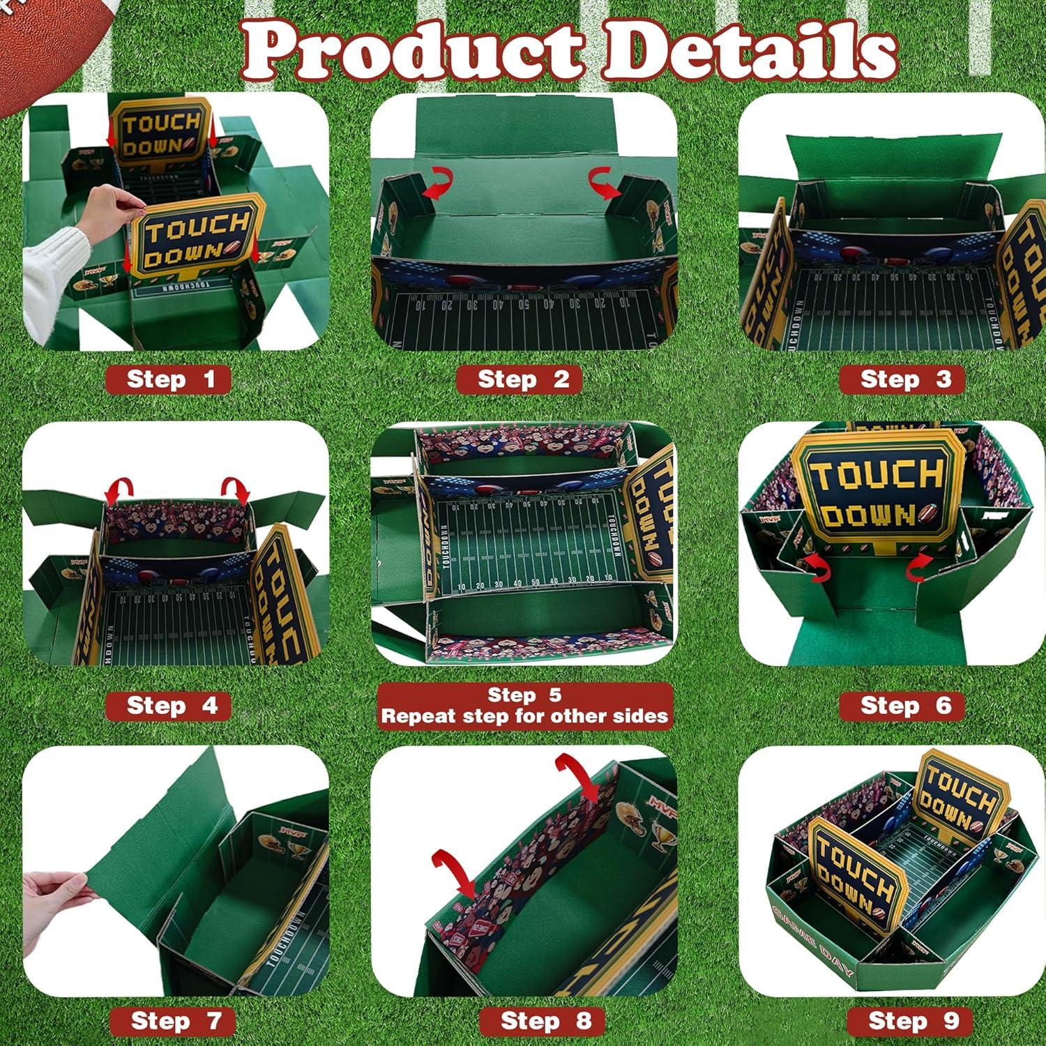 image:imageFootball Party Decorations Super Game Bowl Party Decorations 2026 Football Food Tray Set Stadium Snack Display Tray for Football Party Supplies Favors Decorations Game Day Themed Birthday Food Plates Decor