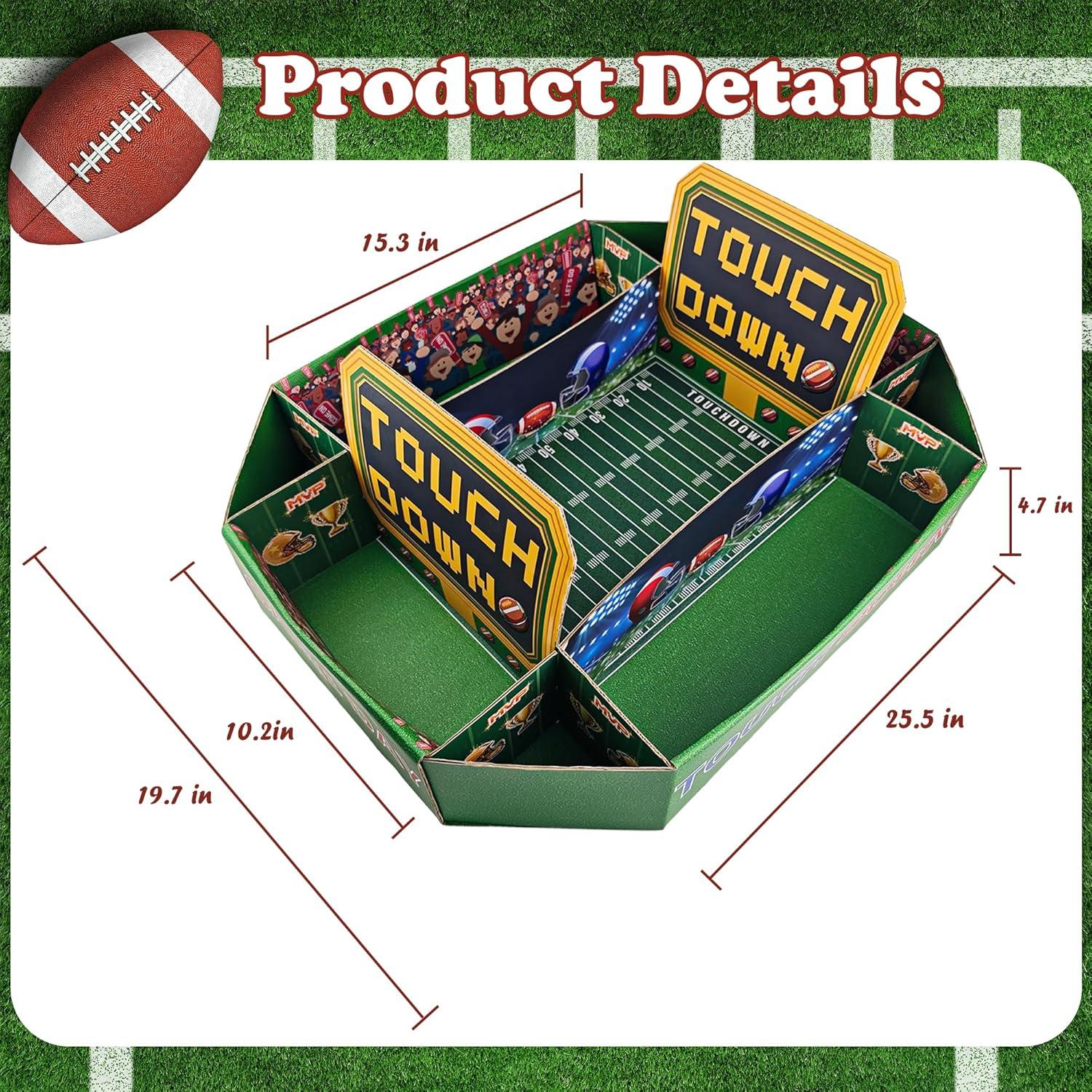 image:imageFootball Party Decorations Super Game Bowl Party Decorations 2026 Football Food Tray Set Stadium Snack Display Tray for Football Party Supplies Favors Decorations Game Day Themed Birthday Food Plates Decor