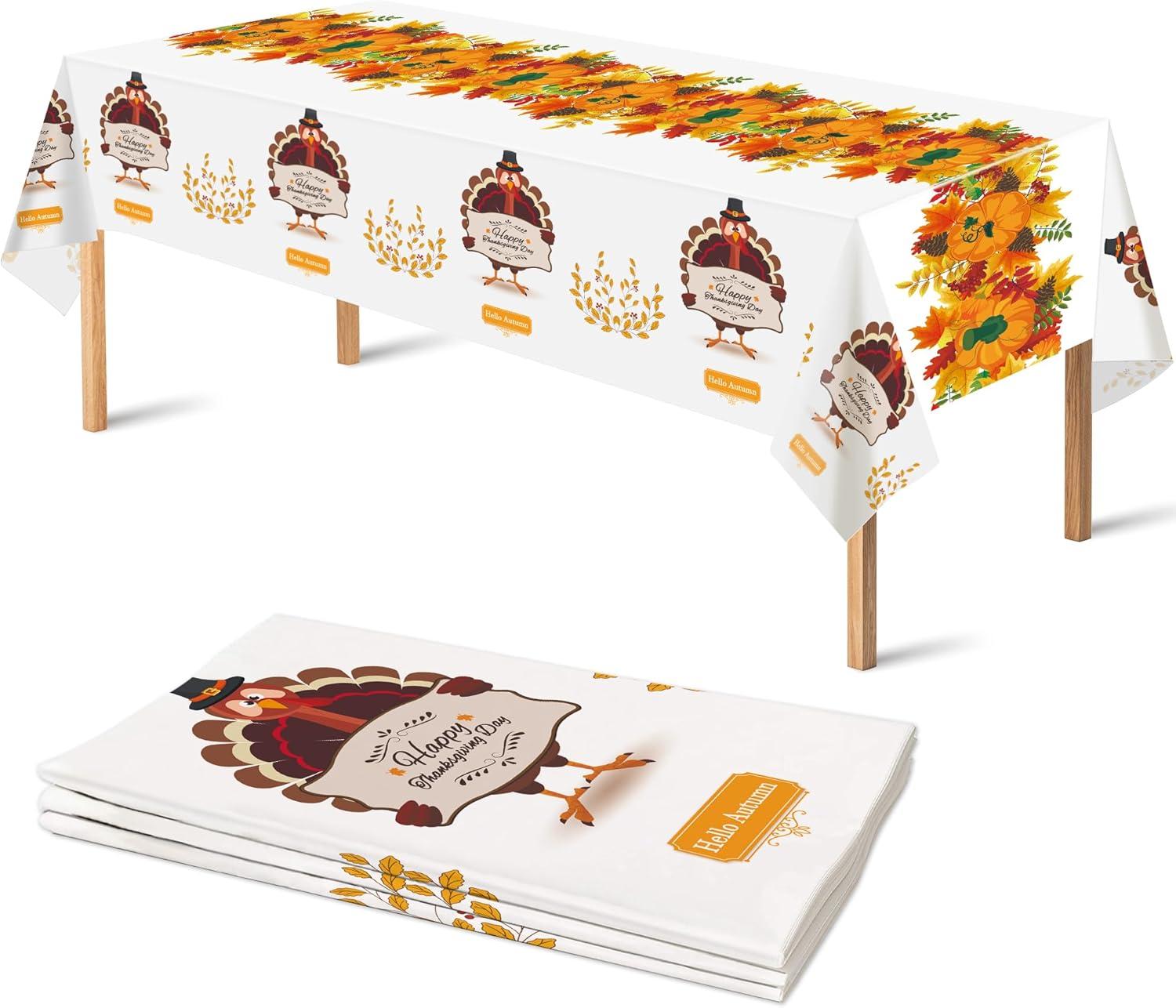 image:imageOHOME 3 Pack Thanksgiving Tablecloth with Thanksgiving Garland