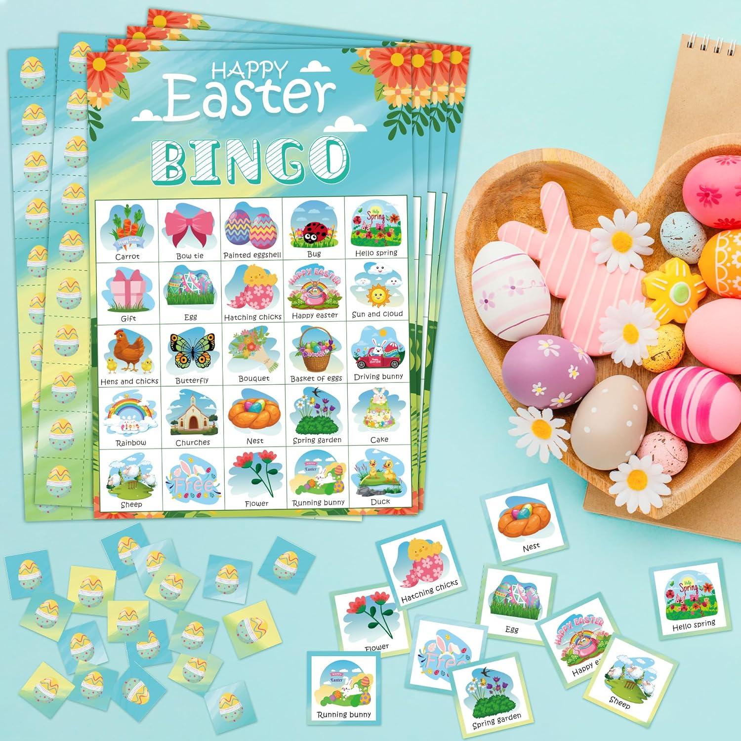 image:imageOHOME Easter Bingo Games for Kids Basket Stuffers Easter Crafts Toys for Boys Girls Adults TeensClassroom Activities Gifts Party Favors Easter Basket Essentials 24 PlayersEaster