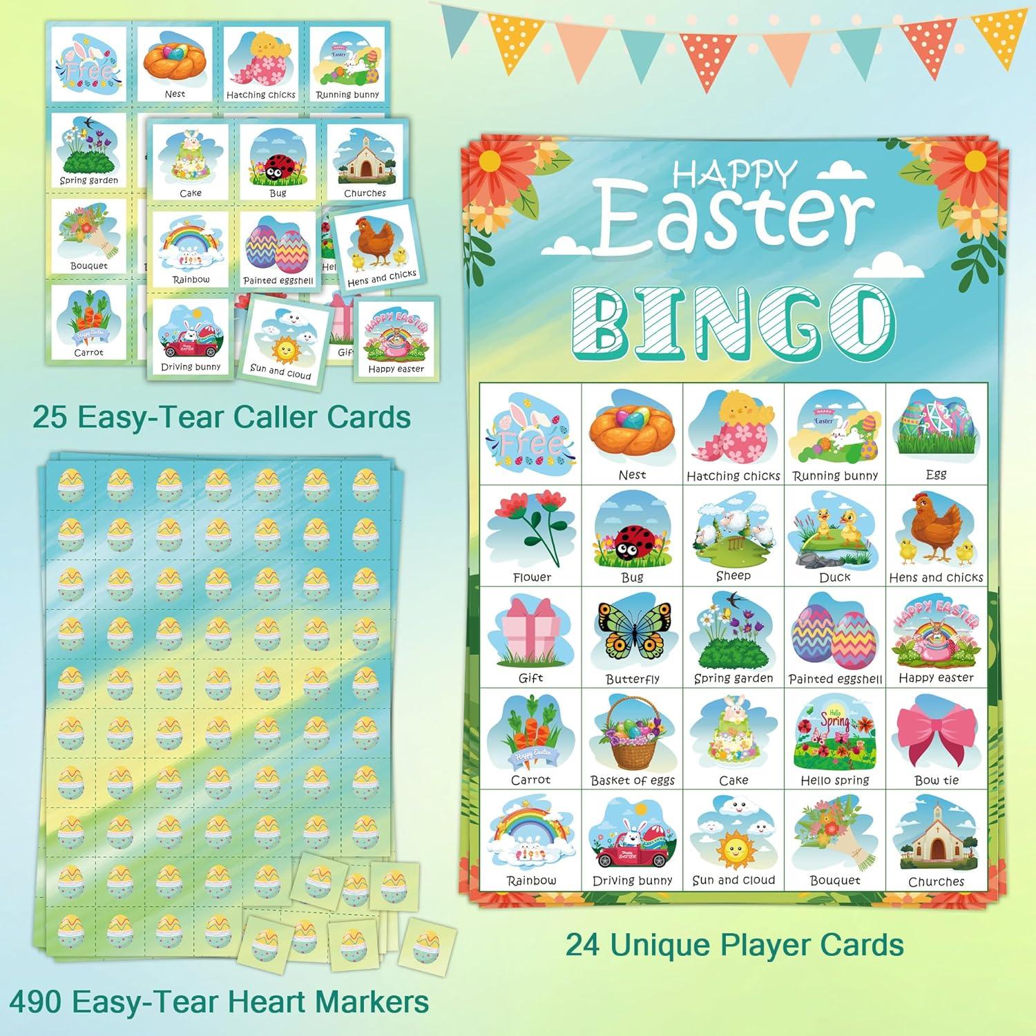 image:imageOHOME Easter Bingo Games for Kids Basket Stuffers Easter Crafts Toys for Boys Girls Adults TeensClassroom Activities Gifts Party Favors Easter Basket Essentials 24 PlayersEaster