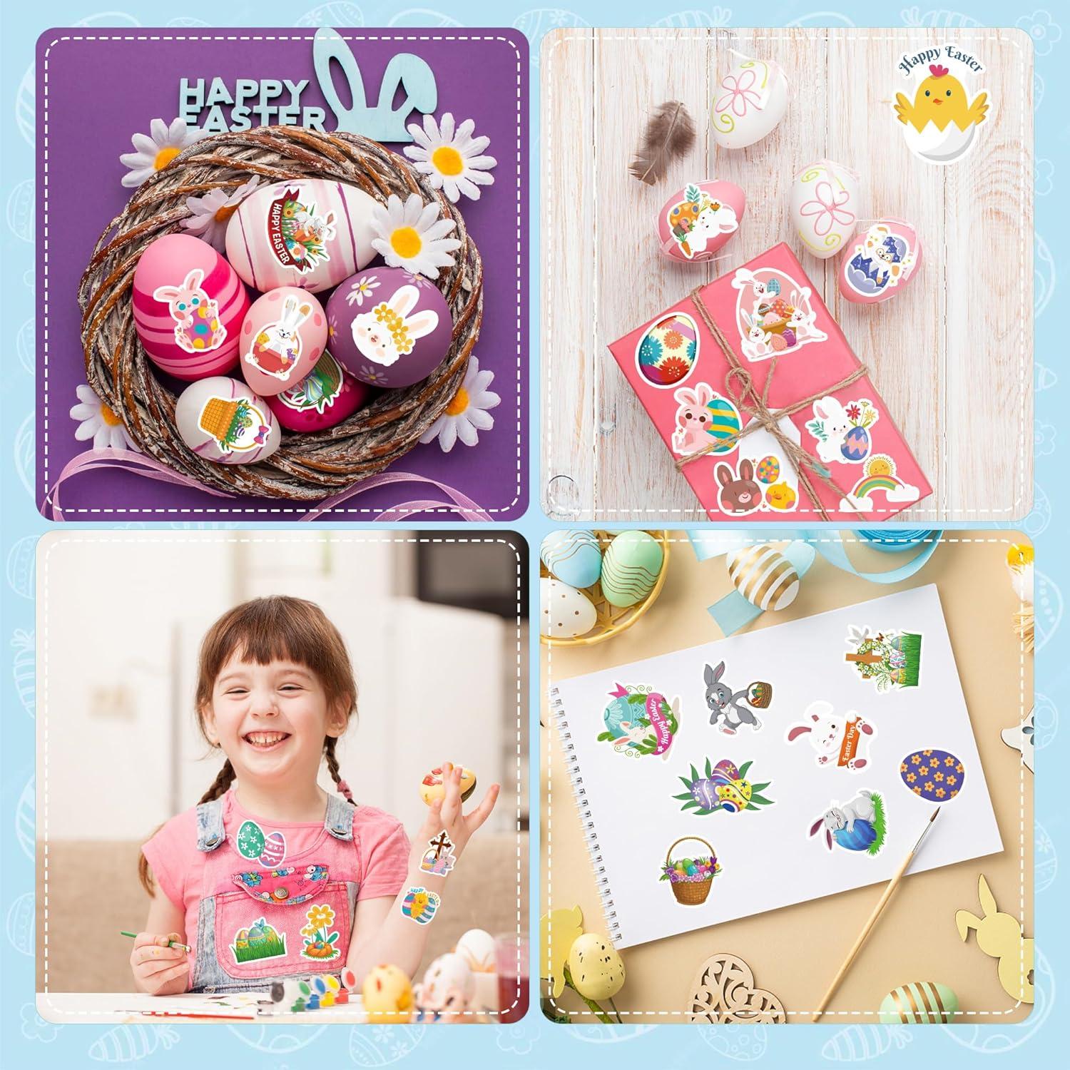 image:imageOHOME Easter Stickers for Kids 240 PCS Easter Basket Stuffers for Boys Girls Teens Adults Vinyl Easter Gifts Decorations Toys Kids Easter Games Crafts Activities Party FavorsEaster Basket Stuffers