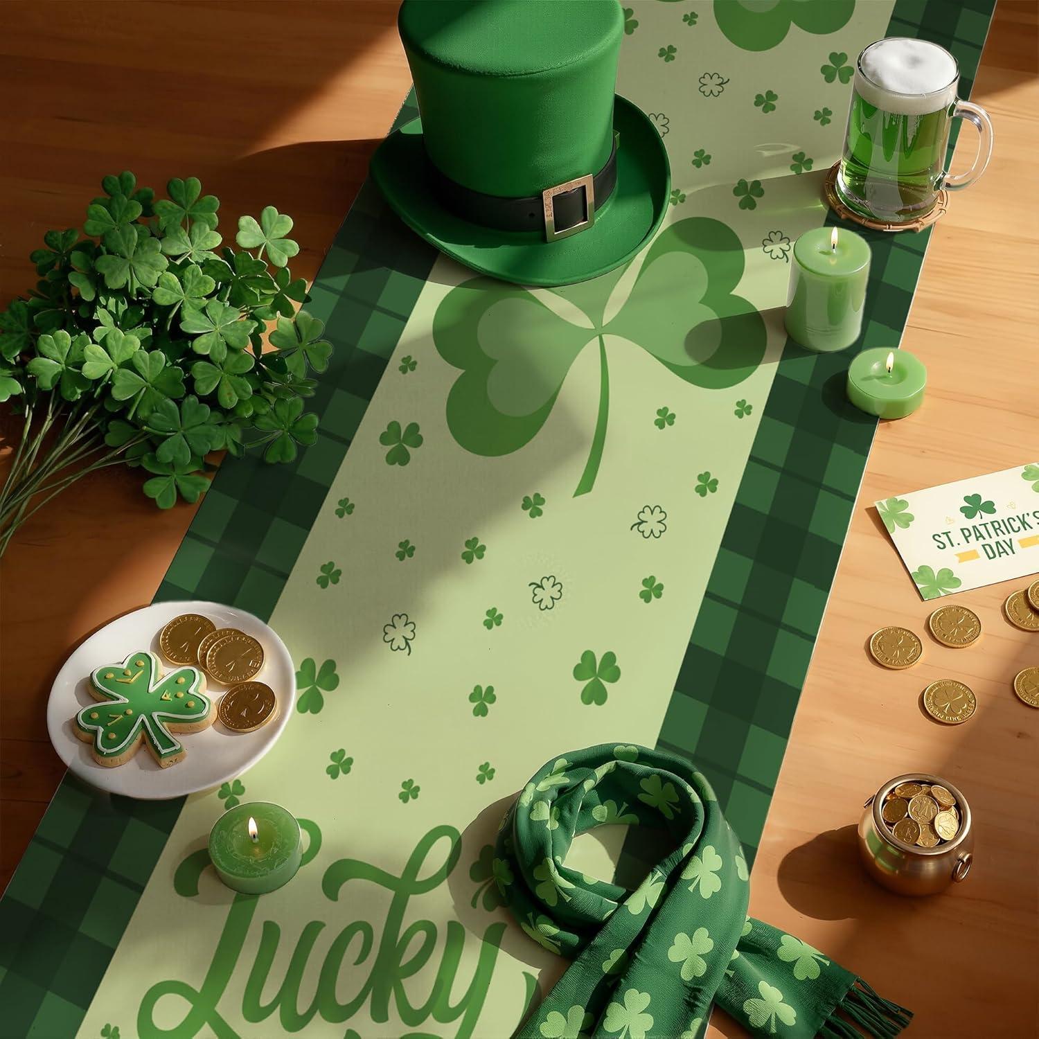image:imageOHOME Football Party Decorations for Super Game Bowl 2026 Game Day Table Runner Football Decor Party Supplies Football Theme Birthday Decorations Holiday Banner for HomeSt Patricks day