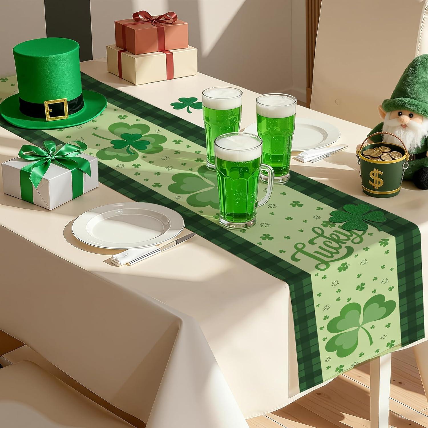 image:imageOHOME Football Party Decorations for Super Game Bowl 2026 Game Day Table Runner Football Decor Party Supplies Football Theme Birthday Decorations Holiday Banner for HomeSt Patricks day