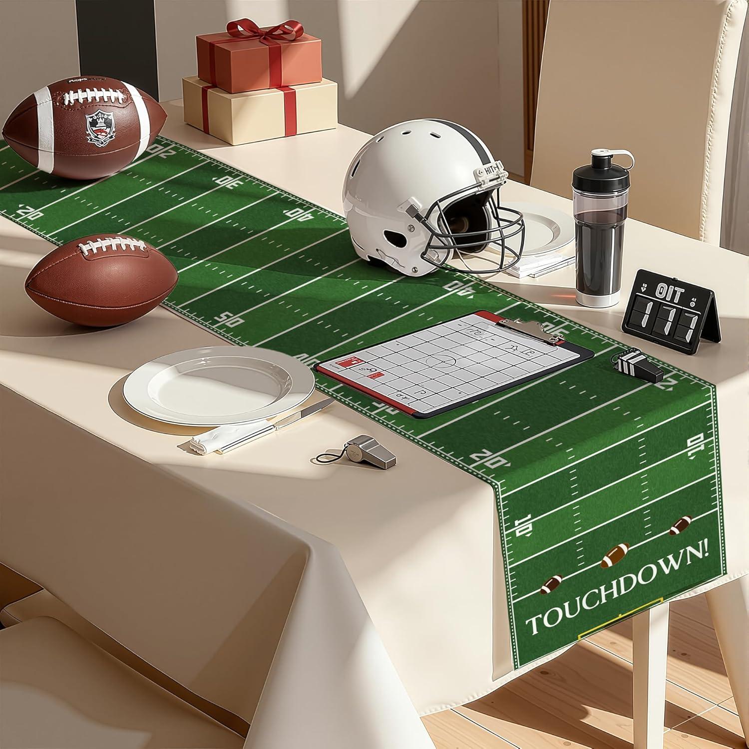 image:imageOHOME Football Party Decorations for Super Game Bowl 2026 Game Day Table Runner Football Decor Party Supplies Football Theme Birthday Decorations Holiday Banner for HomeFootball