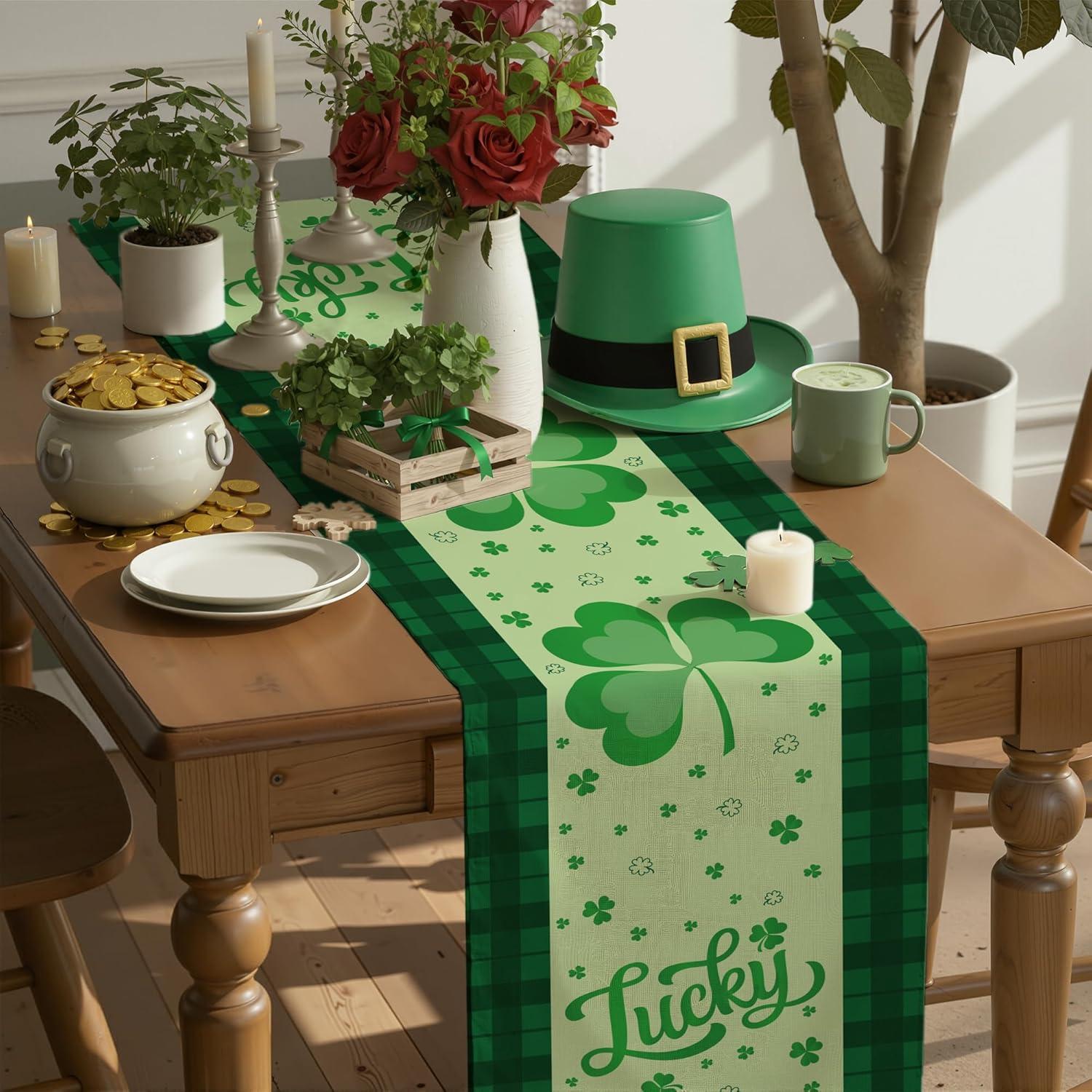 image:imageOHOME Football Party Decorations for Super Game Bowl 2026 Game Day Table Runner Football Decor Party Supplies Football Theme Birthday Decorations Holiday Banner for HomeSt Patricks day