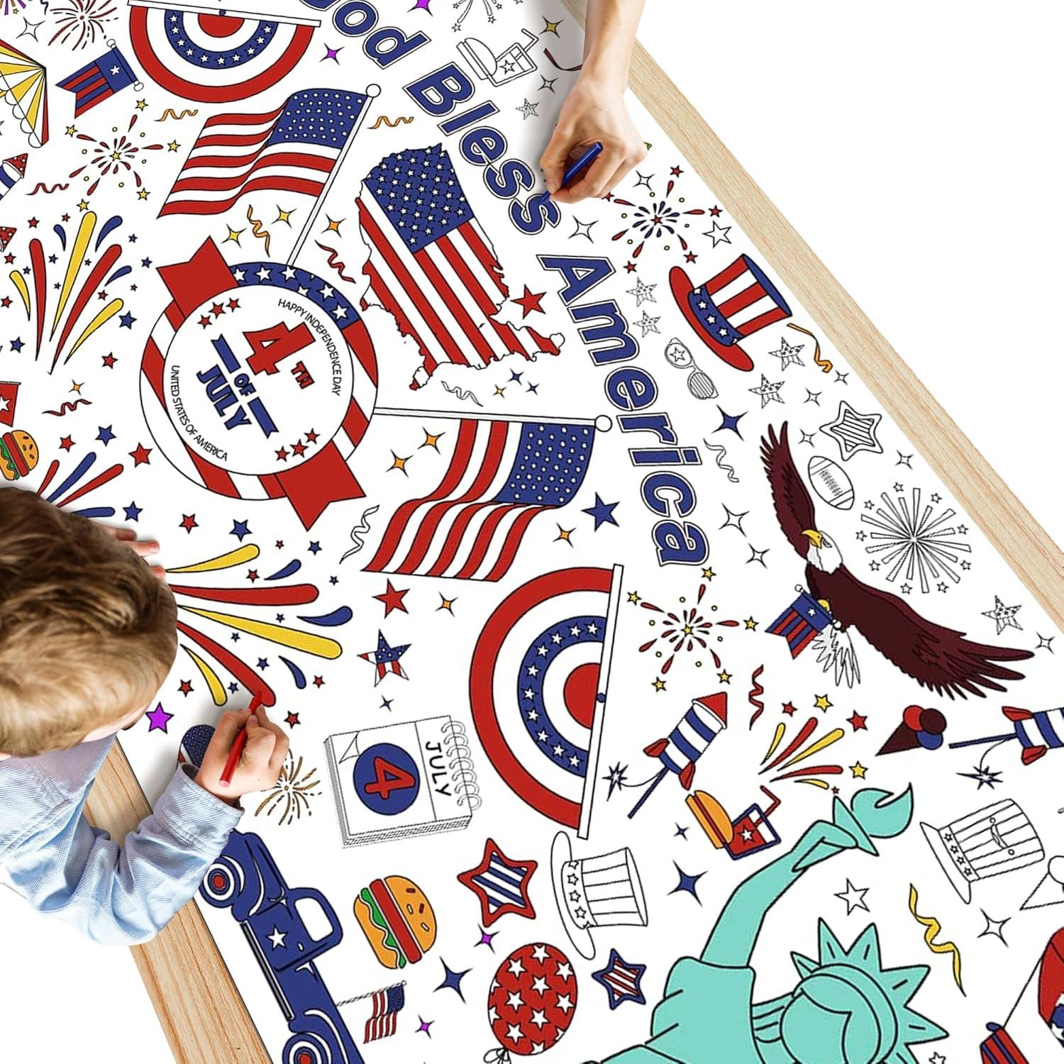 image:imageOHOME Giant Coloring Tablecloth Birthday Decorations Arts amp Crafts for Kids Ages 4124th of july