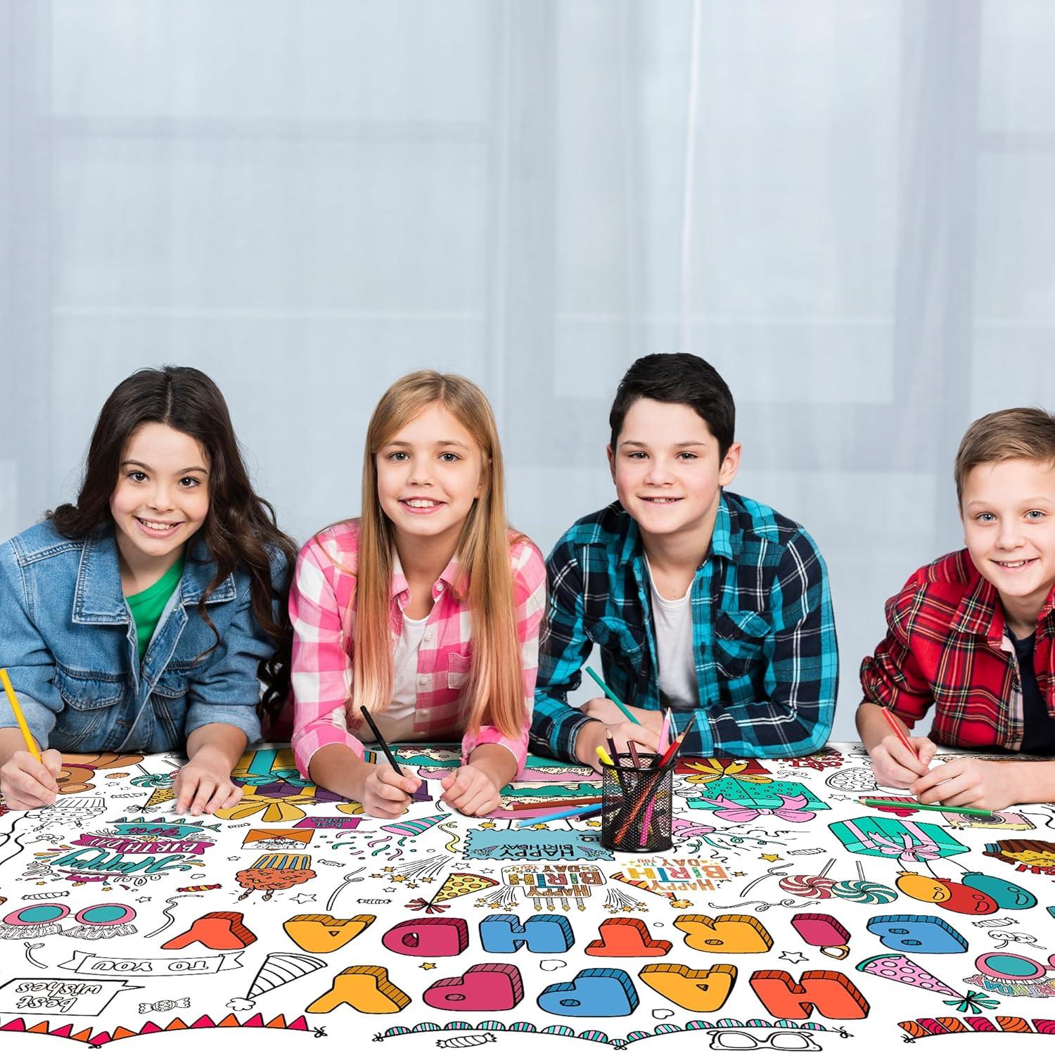 image:imageOHOME Giant Coloring Tablecloth Birthday Decorations Arts amp Crafts for Kids Ages 412Birthday