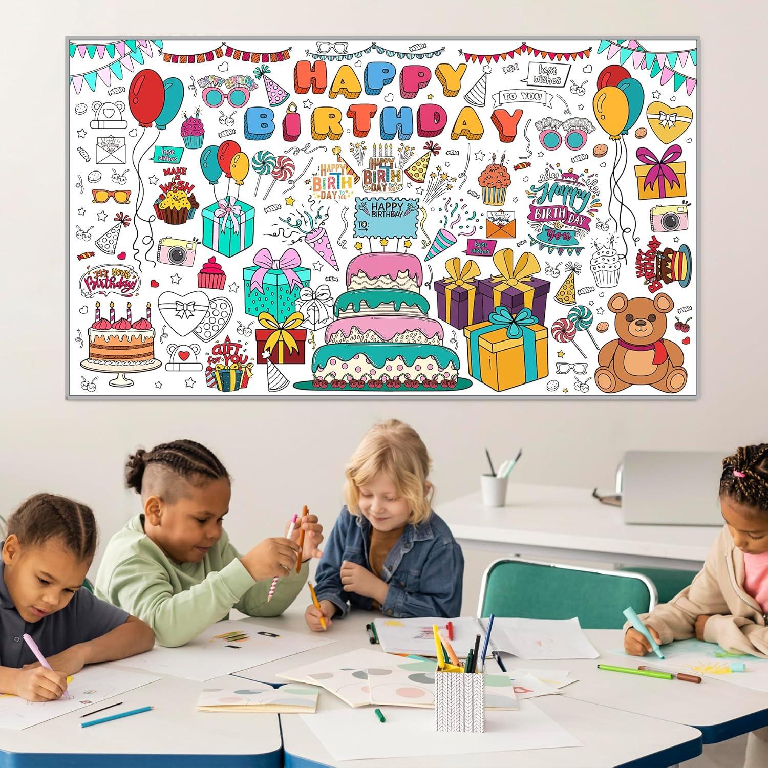 image:imageOHOME Giant Coloring Tablecloth Birthday Decorations Arts amp Crafts for Kids Ages 412Birthday