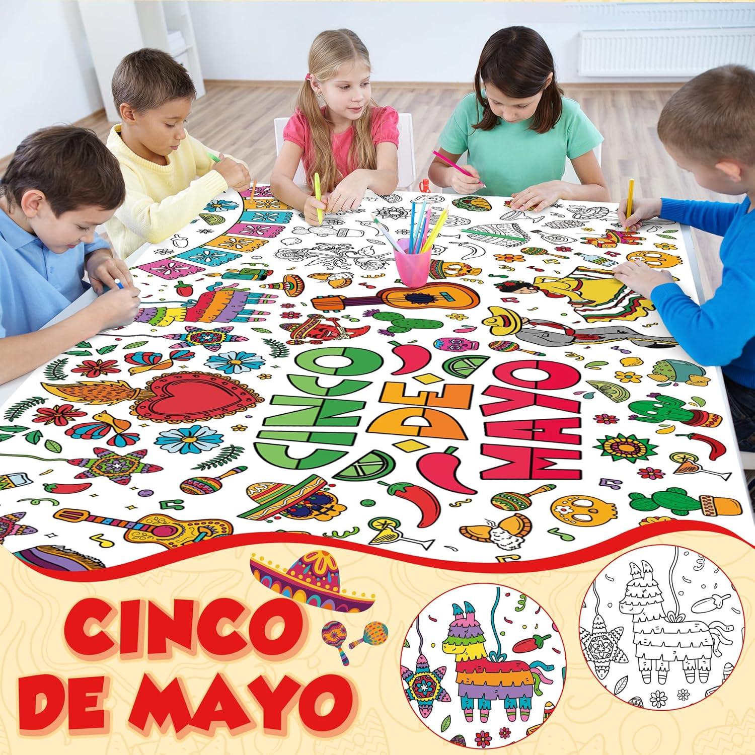 image:imageOHOME Giant Coloring Tablecloth Birthday Decorations Arts amp Crafts for Kids Ages 412Cinco De Mayo