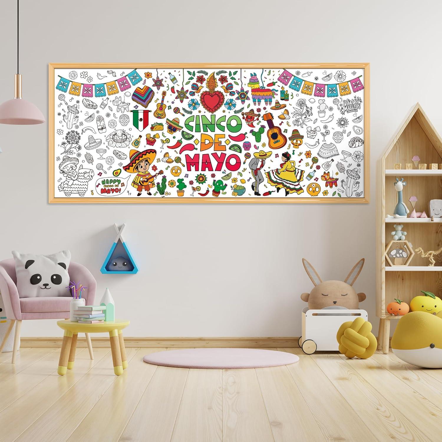 image:imageOHOME Giant Coloring Tablecloth Birthday Decorations Arts amp Crafts for Kids Ages 412Cinco De Mayo