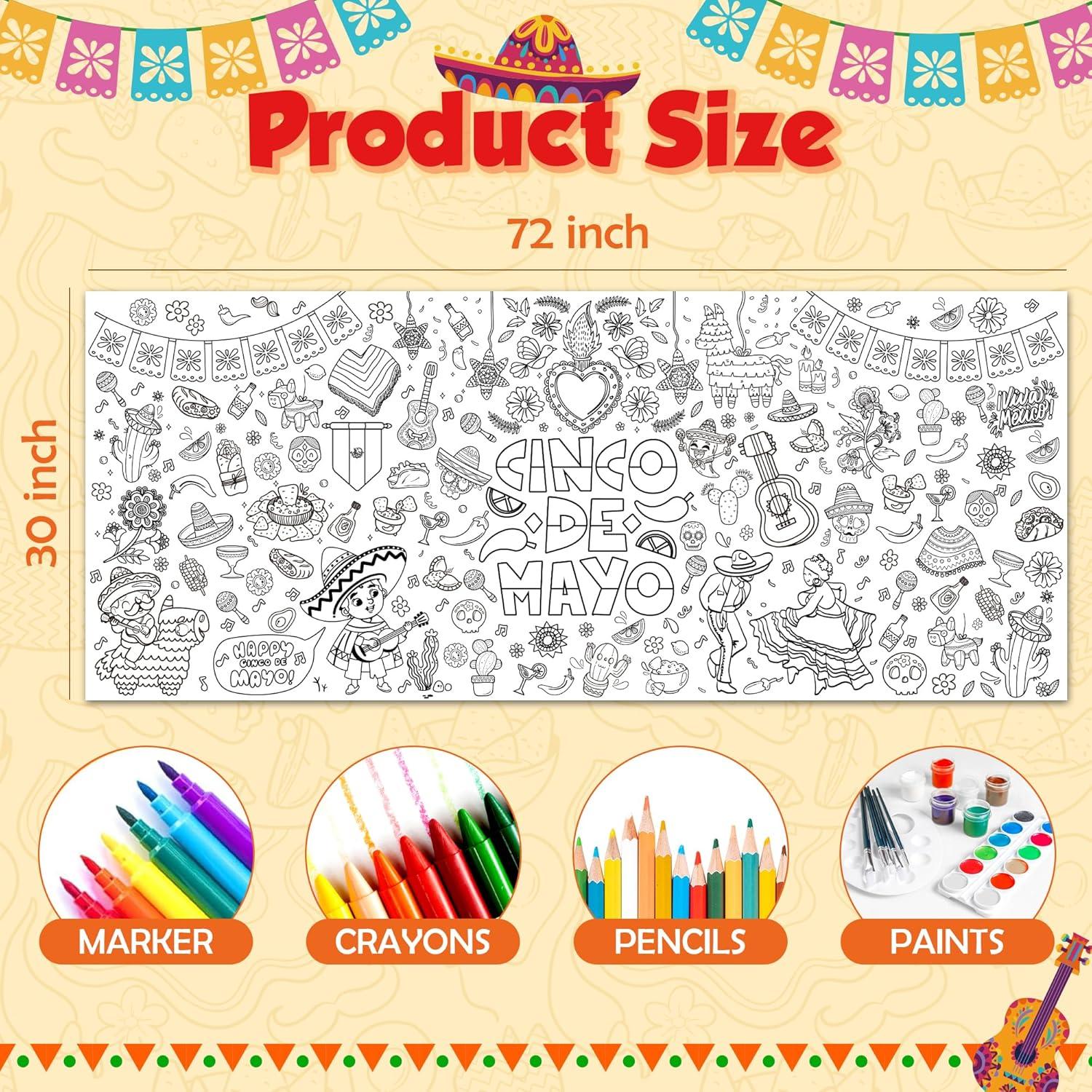 image:imageOHOME Giant Coloring Tablecloth Birthday Decorations Arts amp Crafts for Kids Ages 412Cinco De Mayo