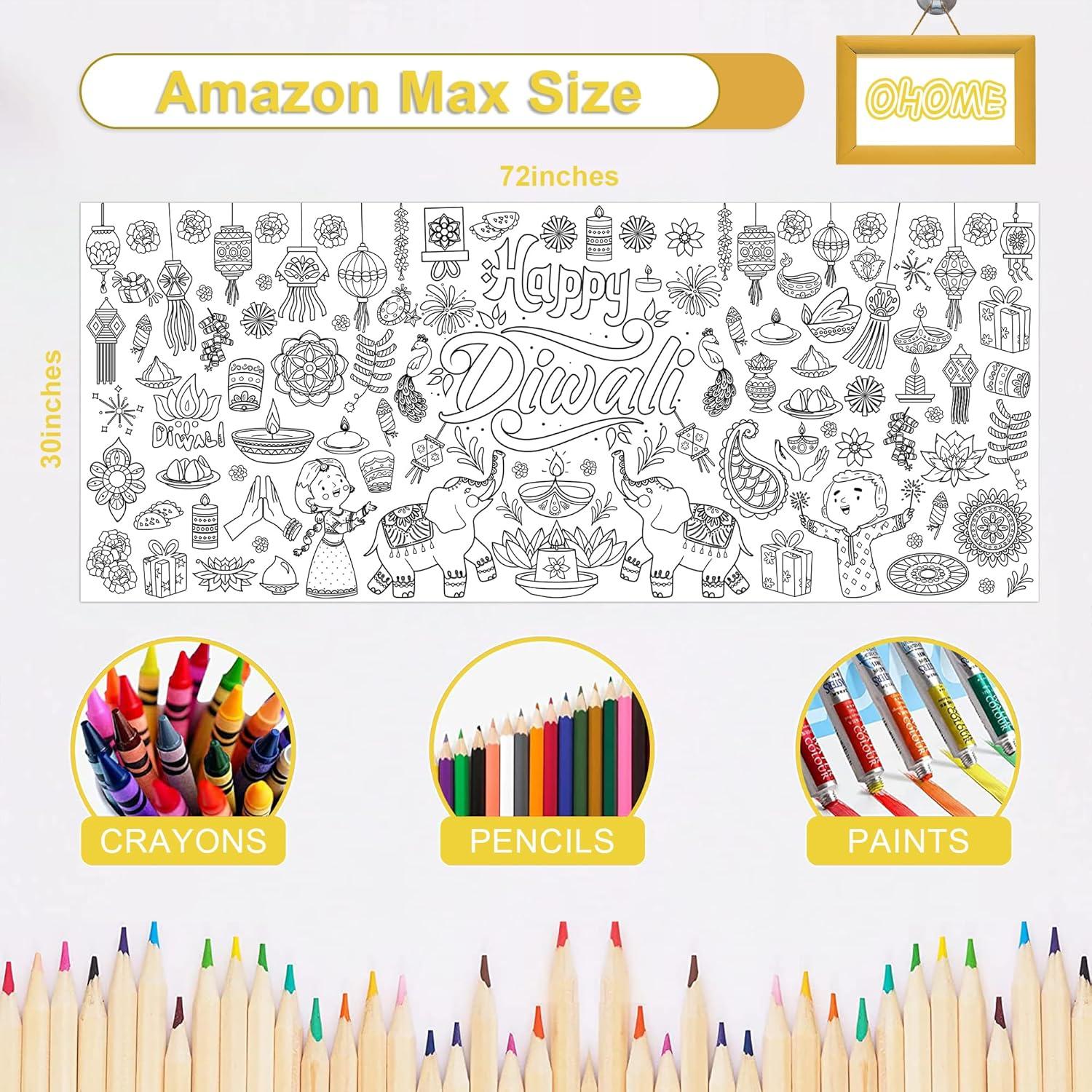 image:imageOHOME Giant Coloring Tablecloth Birthday Decorations Arts amp Crafts for Kids Ages 412Diwali
