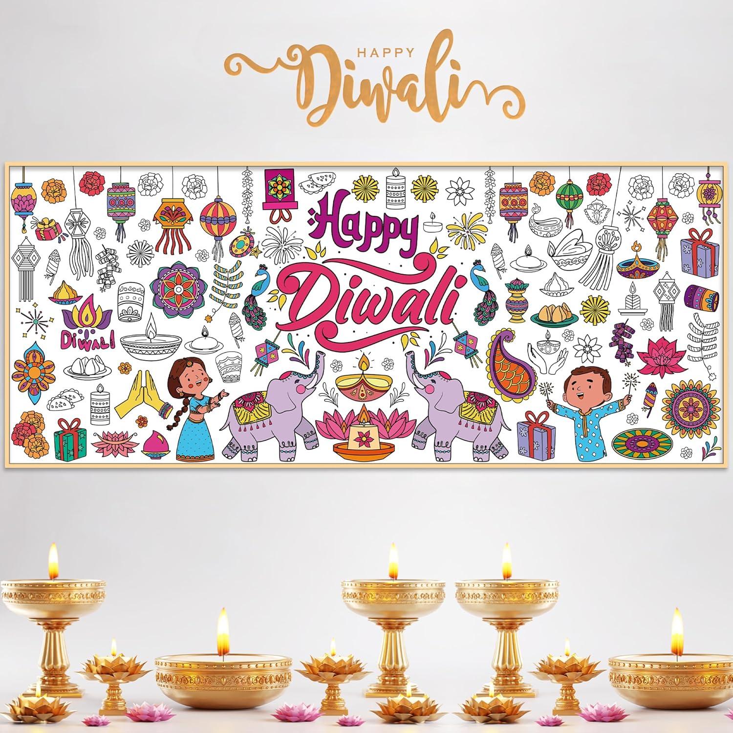 image:imageOHOME Giant Coloring Tablecloth Birthday Decorations Arts amp Crafts for Kids Ages 412Diwali