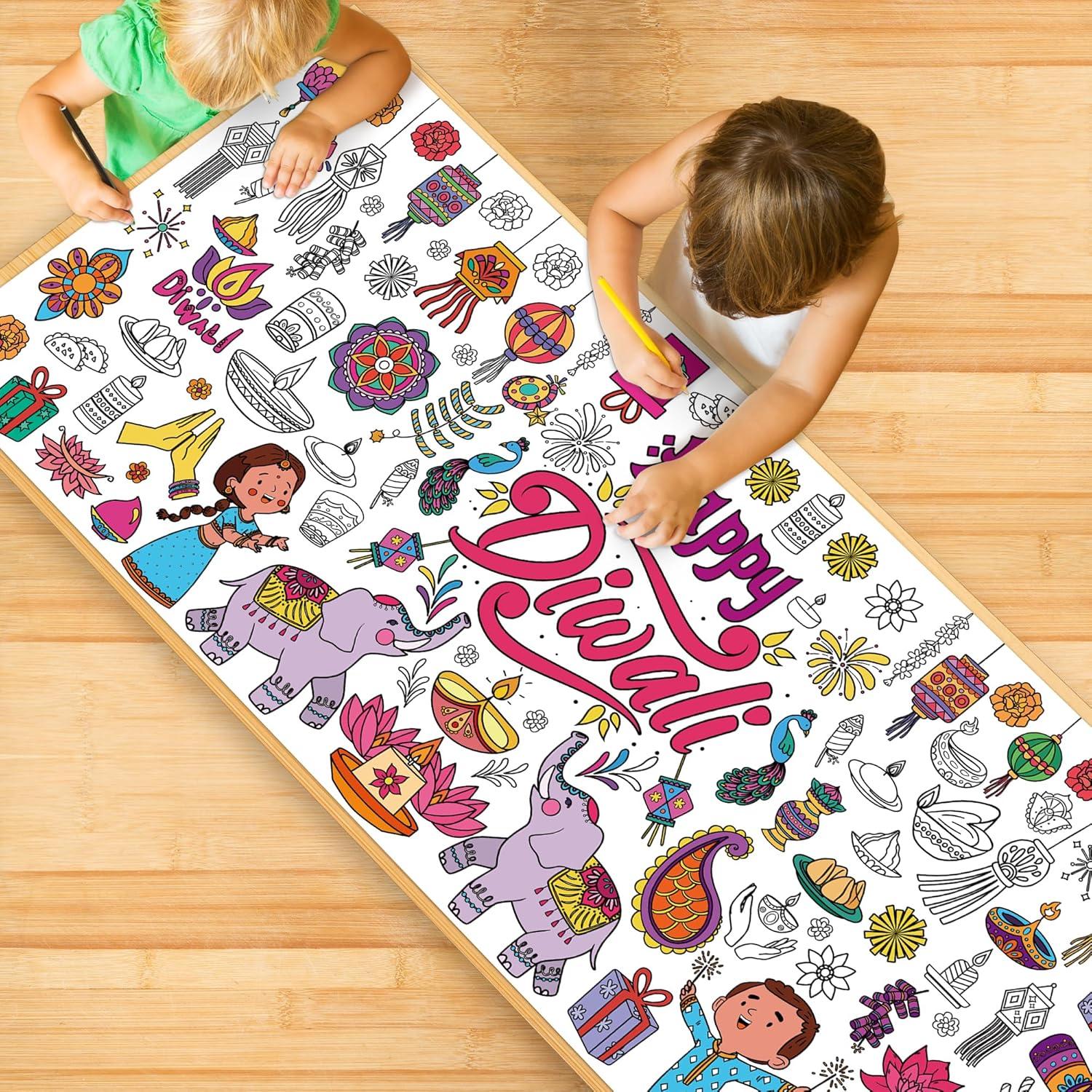 image:imageOHOME Giant Coloring Tablecloth Birthday Decorations Arts amp Crafts for Kids Ages 412Diwali
