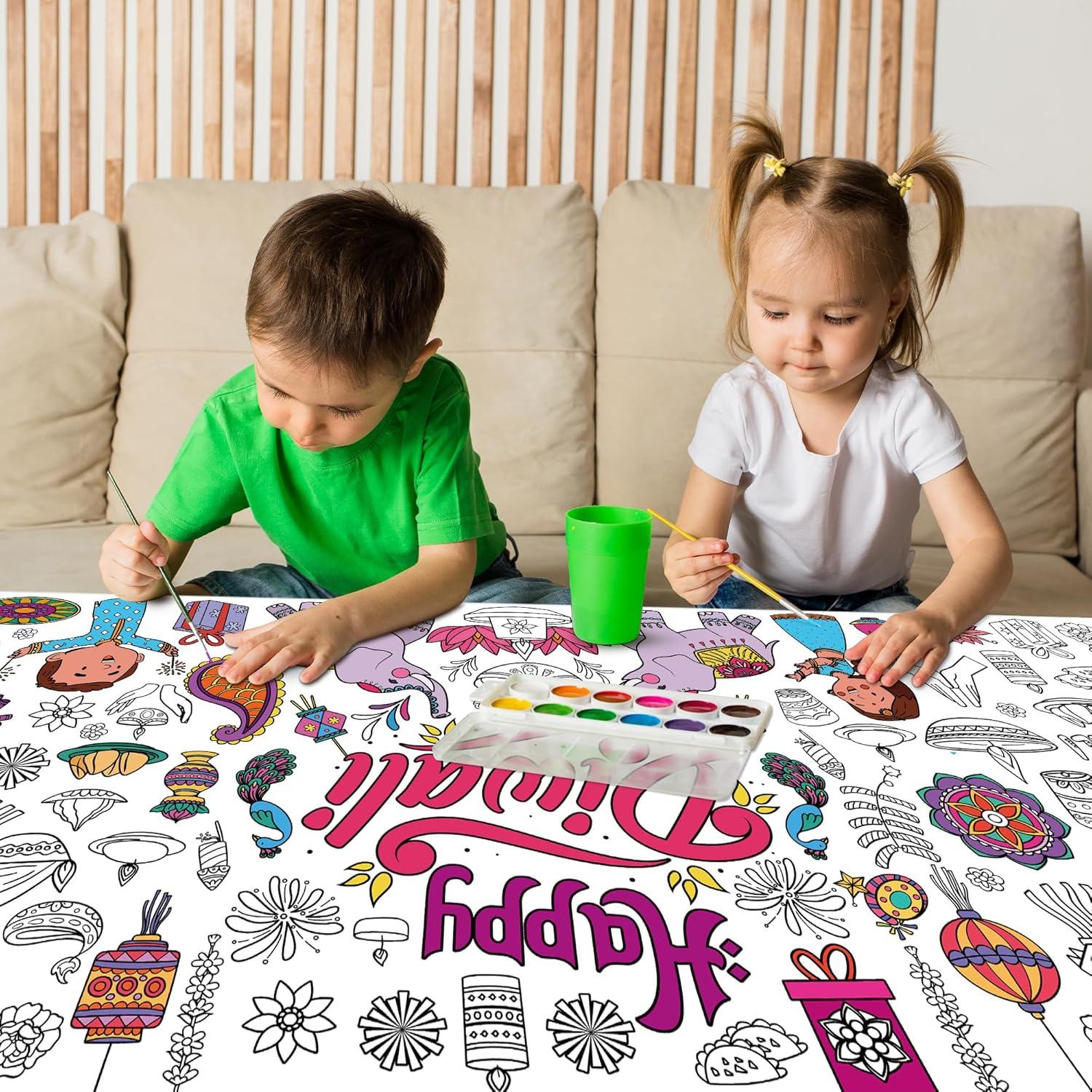image:imageOHOME Giant Coloring Tablecloth Birthday Decorations Arts amp Crafts for Kids Ages 412Diwali