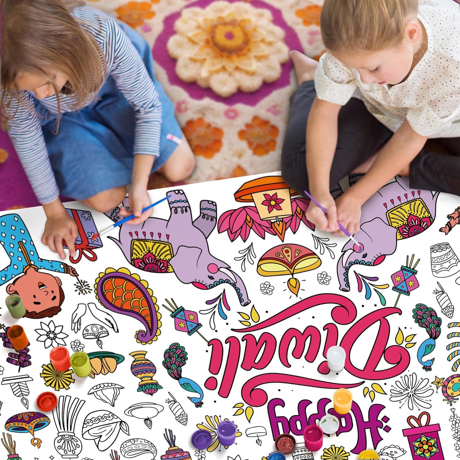 image:imageOHOME Giant Coloring Tablecloth Birthday Decorations Arts amp Crafts for Kids Ages 412Diwali