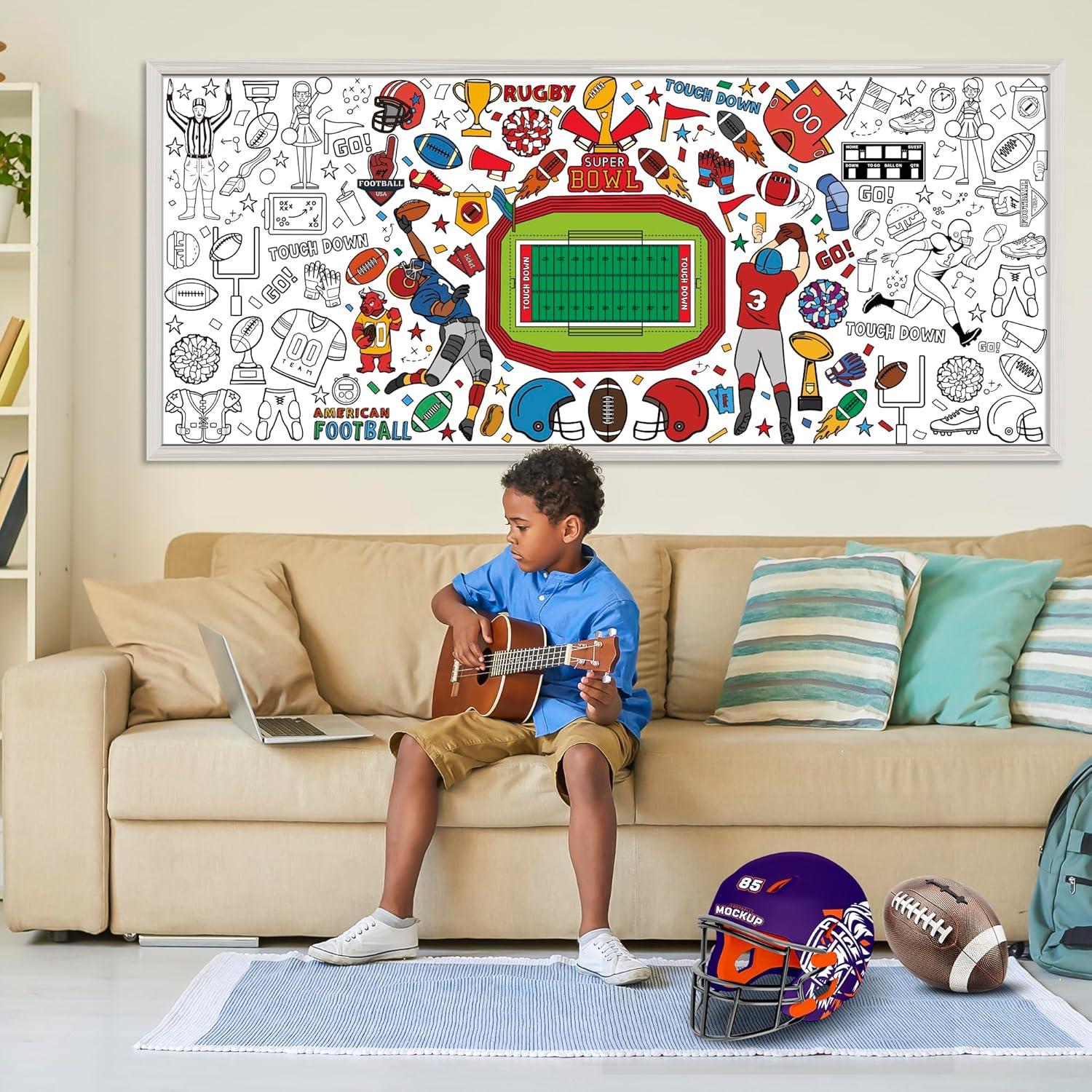 image:imageOHOME Giant Coloring Tablecloth Birthday Decorations Arts amp Crafts for Kids Ages 412Football