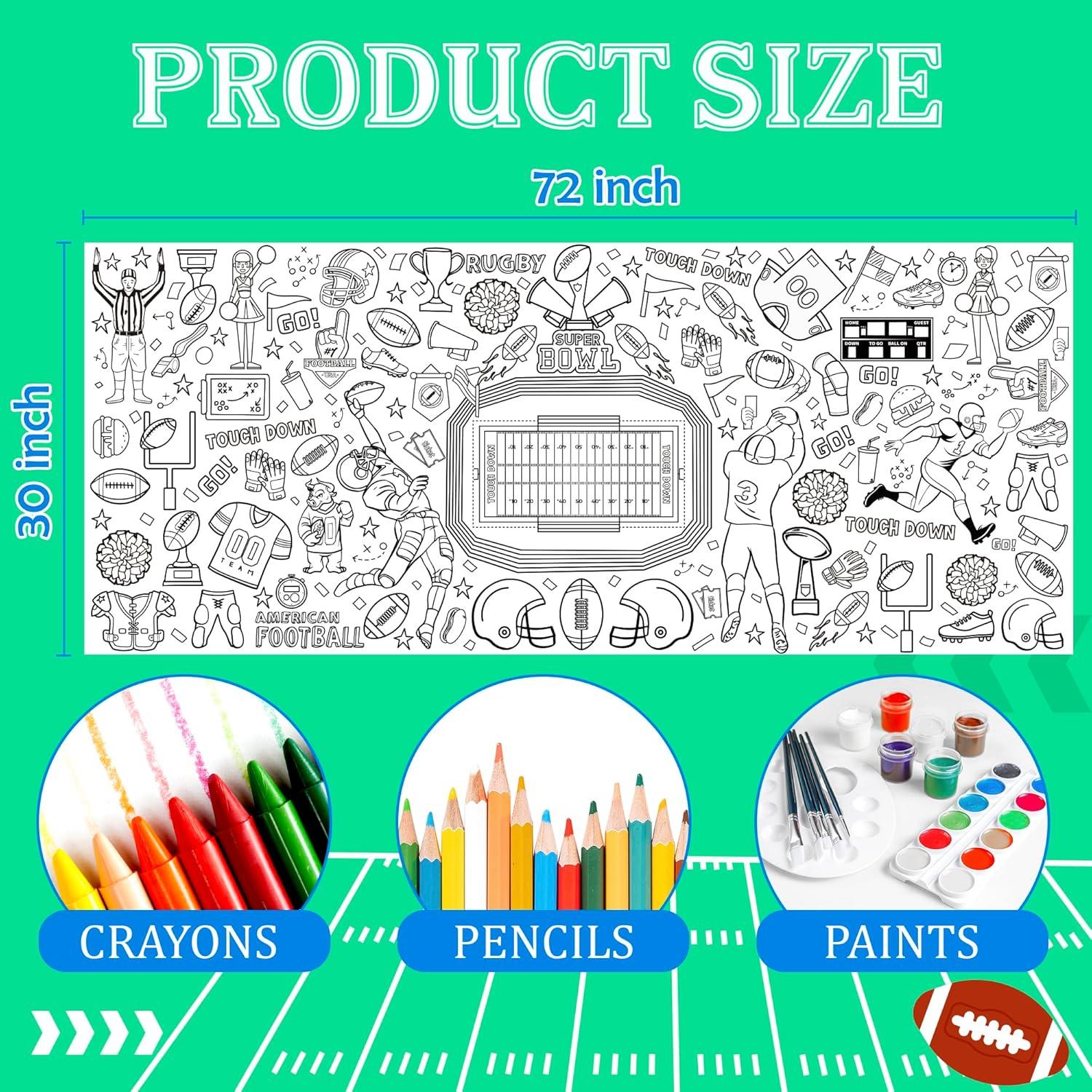 image:imageOHOME Giant Coloring Tablecloth Birthday Decorations Arts amp Crafts for Kids Ages 412Football