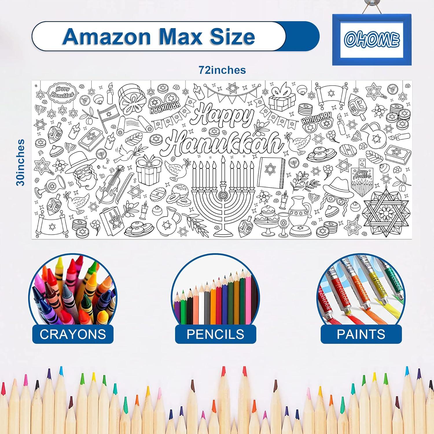 image:imageOHOME Giant Coloring Tablecloth Birthday Decorations Arts amp Crafts for Kids Ages 412Hanukkah