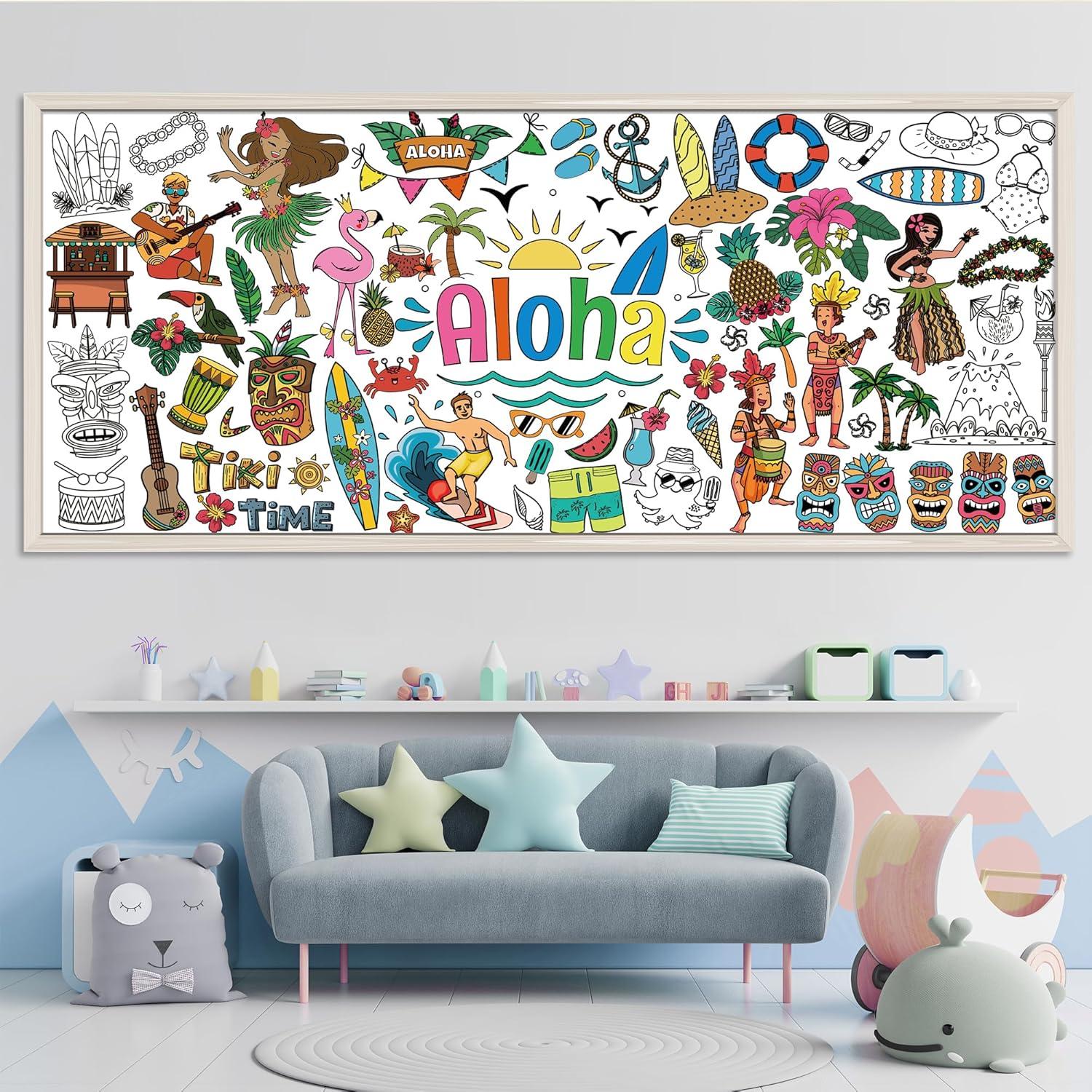 image:imageOHOME Giant Coloring Tablecloth Birthday Decorations Arts amp Crafts for Kids Ages 412Hawaiian