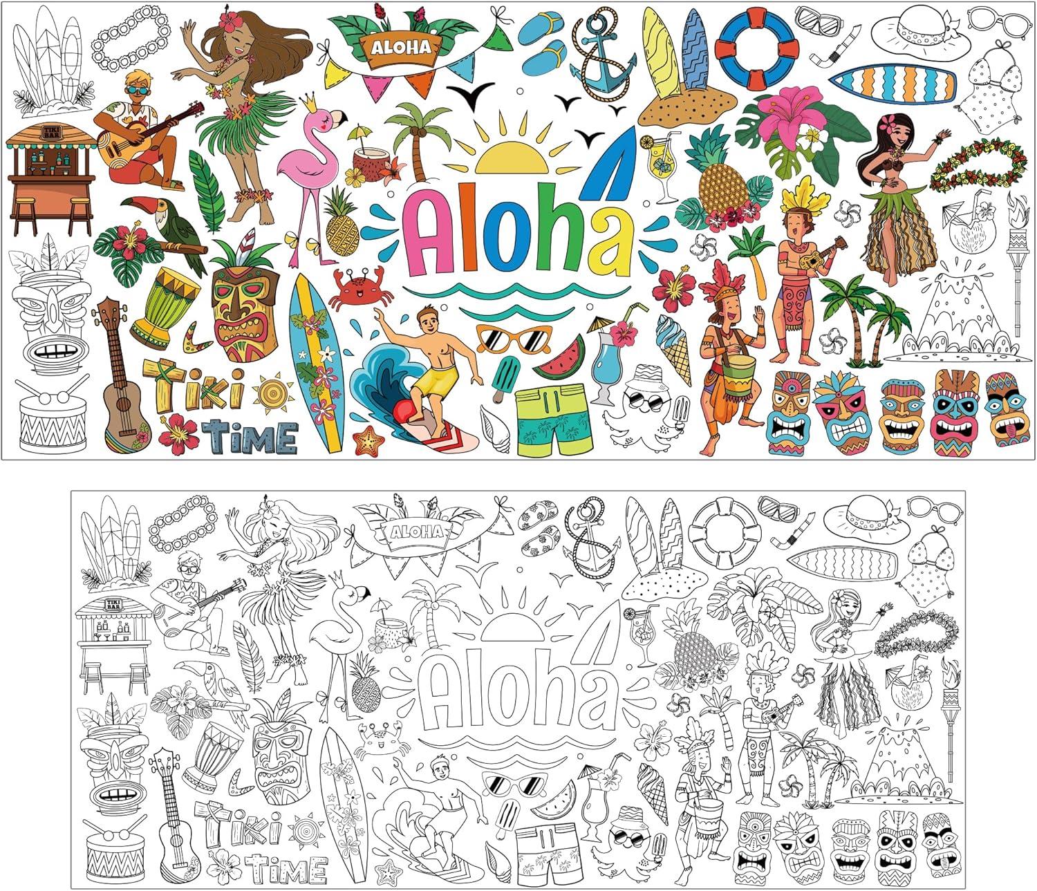 image:imageOHOME Giant Coloring Tablecloth Birthday Decorations Arts amp Crafts for Kids Ages 412Hawaiian