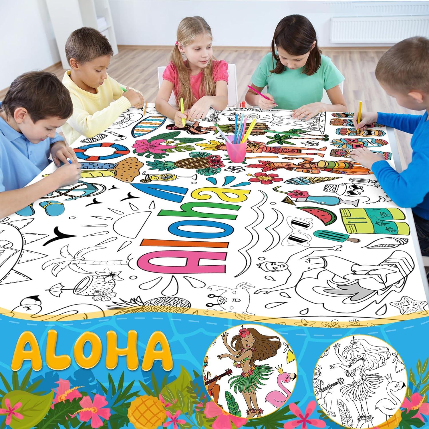 image:imageOHOME Giant Coloring Tablecloth Birthday Decorations Arts amp Crafts for Kids Ages 412Hawaiian