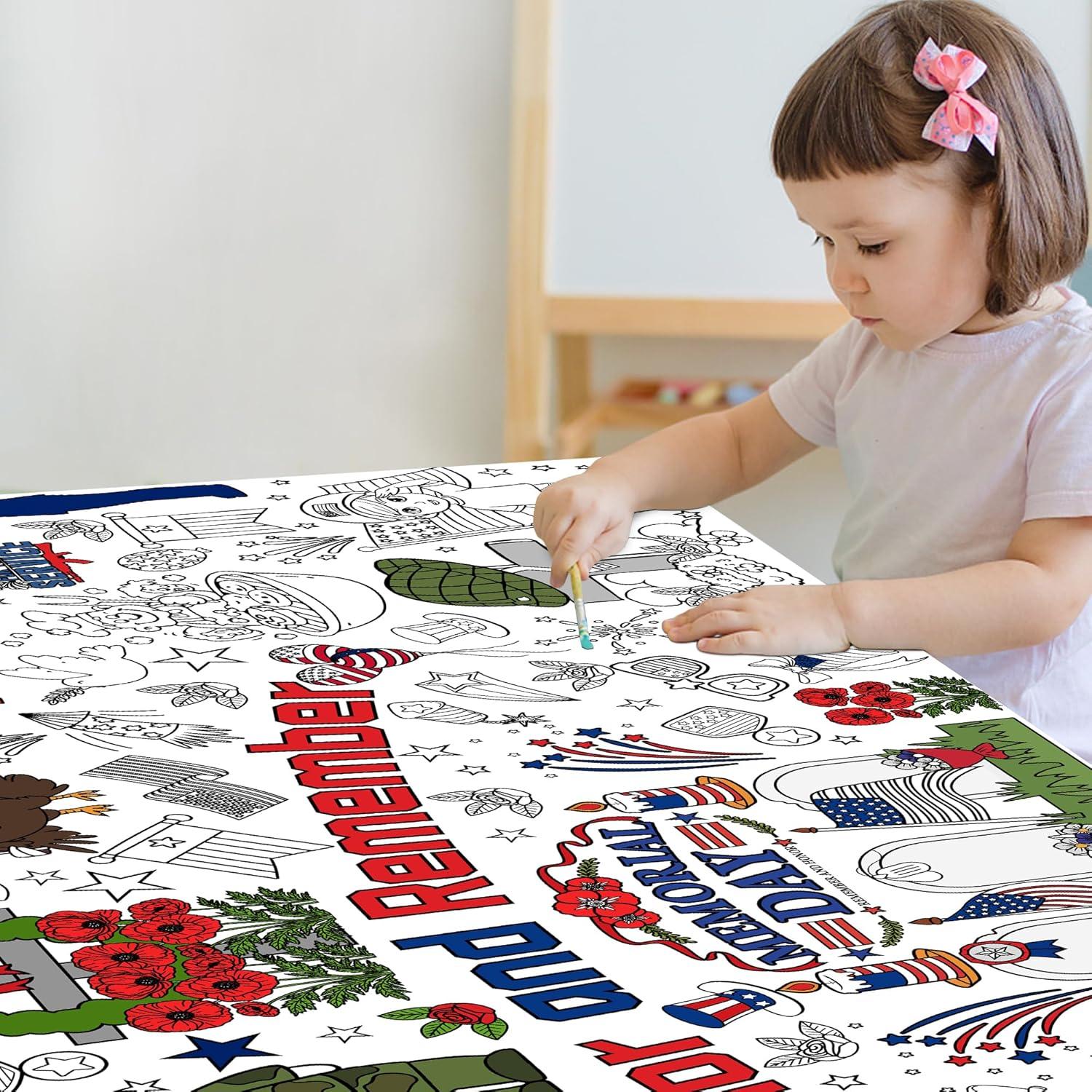 image:imageOHOME Giant Coloring Tablecloth  Birthday Decorations  Arts amp Crafts for Kids Ages 412Memorial Day