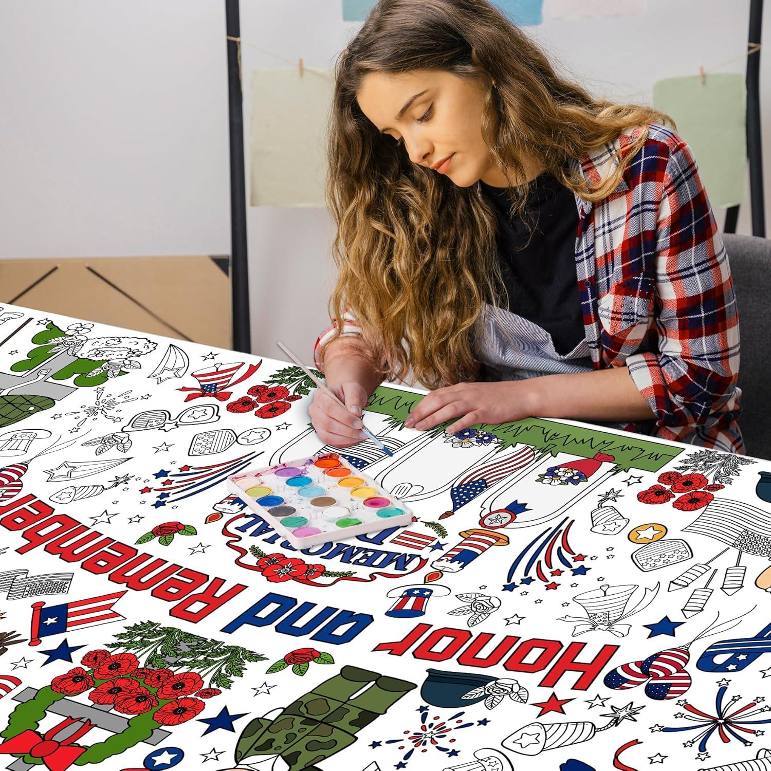 image:imageOHOME Giant Coloring Tablecloth  Birthday Decorations  Arts amp Crafts for Kids Ages 412Memorial Day