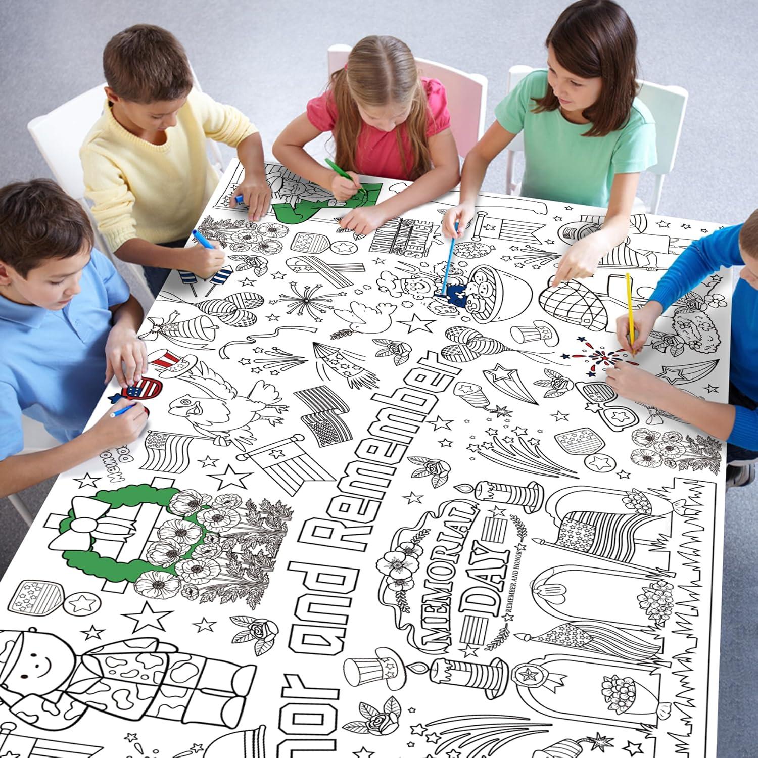 image:imageOHOME Giant Coloring Tablecloth  Birthday Decorations  Arts amp Crafts for Kids Ages 412Memorial Day