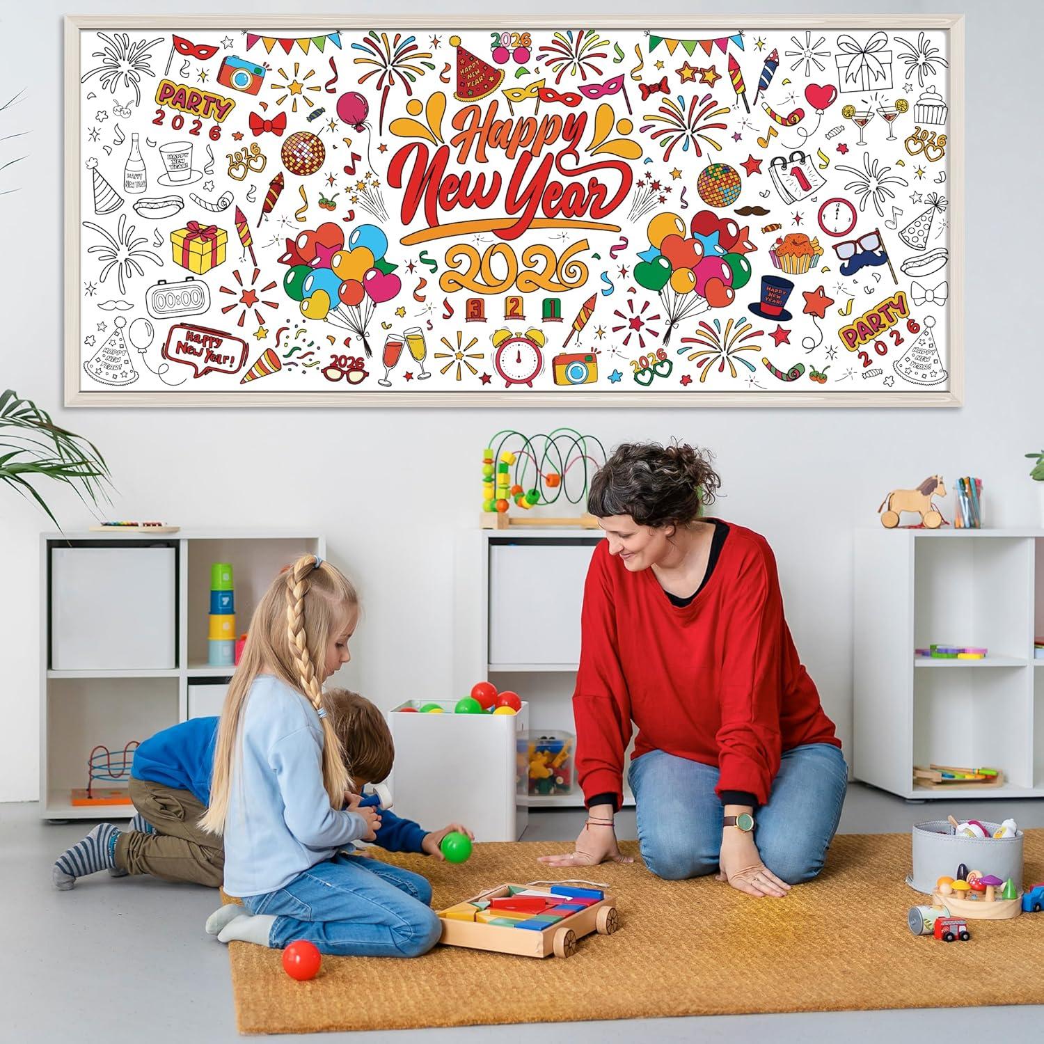 image:imageOHOME Giant Coloring Tablecloth Birthday Decorations Arts amp Crafts for Kids Ages 412New Year