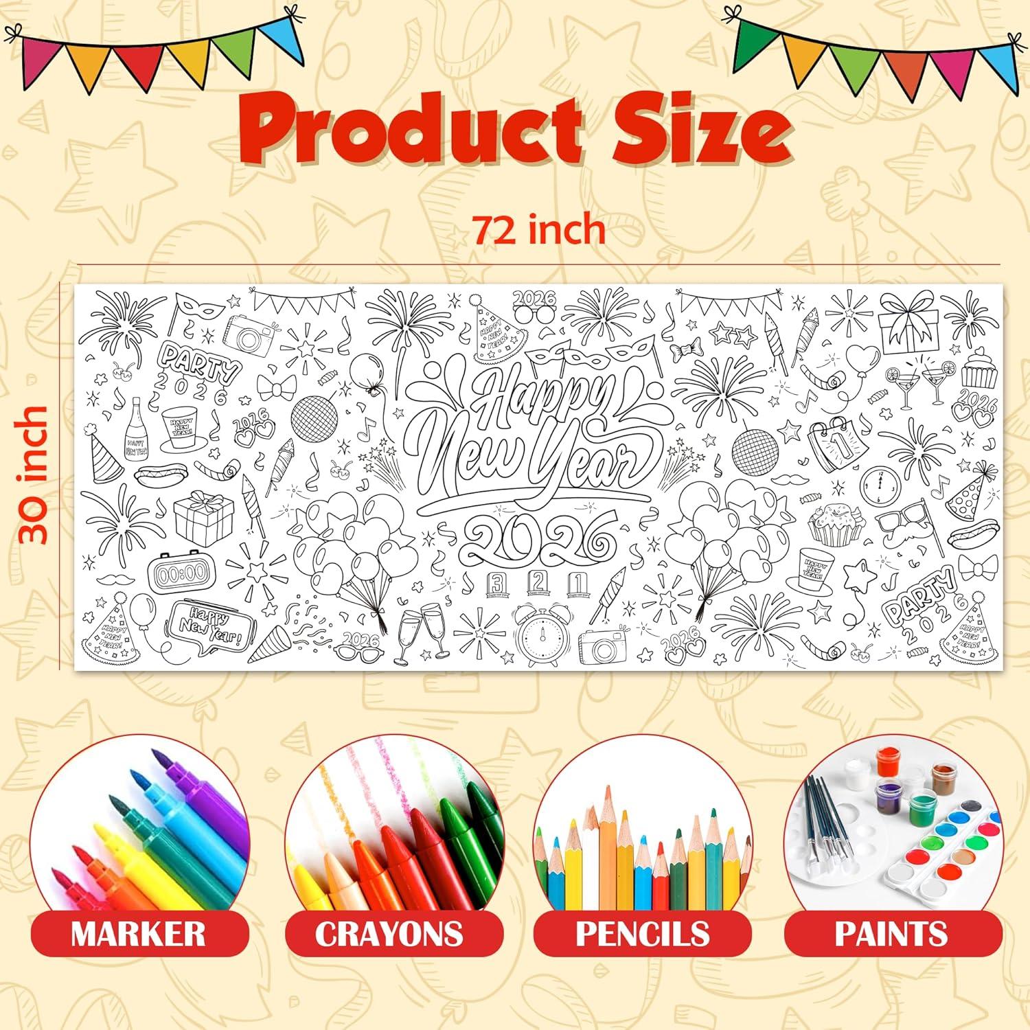 image:imageOHOME Giant Coloring Tablecloth Birthday Decorations Arts amp Crafts for Kids Ages 412New Year