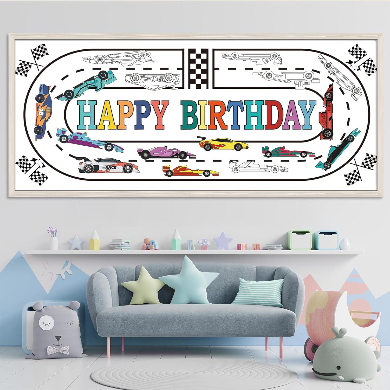 image:imageOHOME Giant Coloring Tablecloth  Birthday Decorations  Arts amp Crafts for Kids Ages 412Race Car