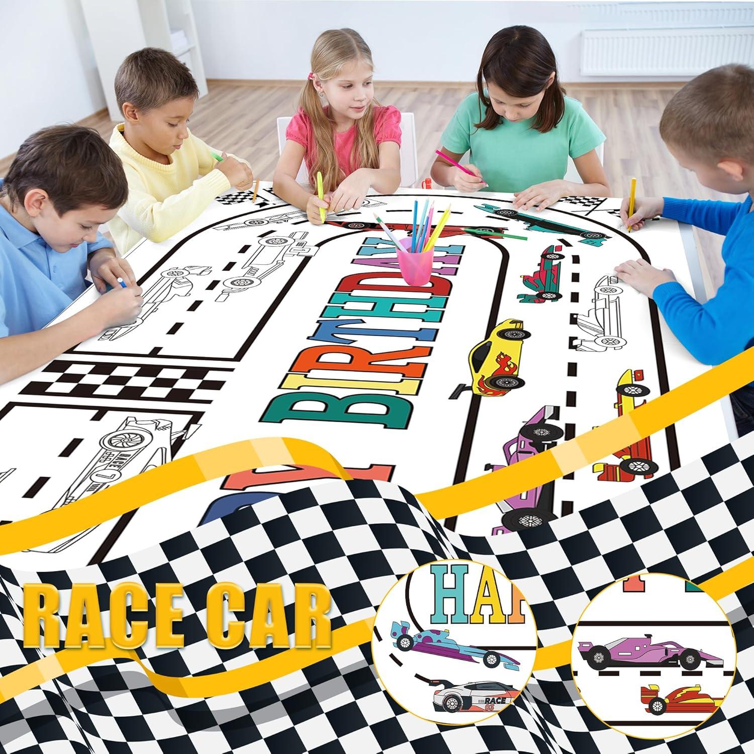 image:imageOHOME Giant Coloring Tablecloth  Birthday Decorations  Arts amp Crafts for Kids Ages 412Race Car