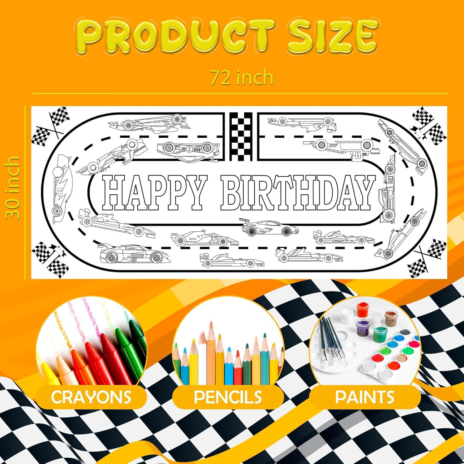 image:imageOHOME Giant Coloring Tablecloth  Birthday Decorations  Arts amp Crafts for Kids Ages 412Race Car