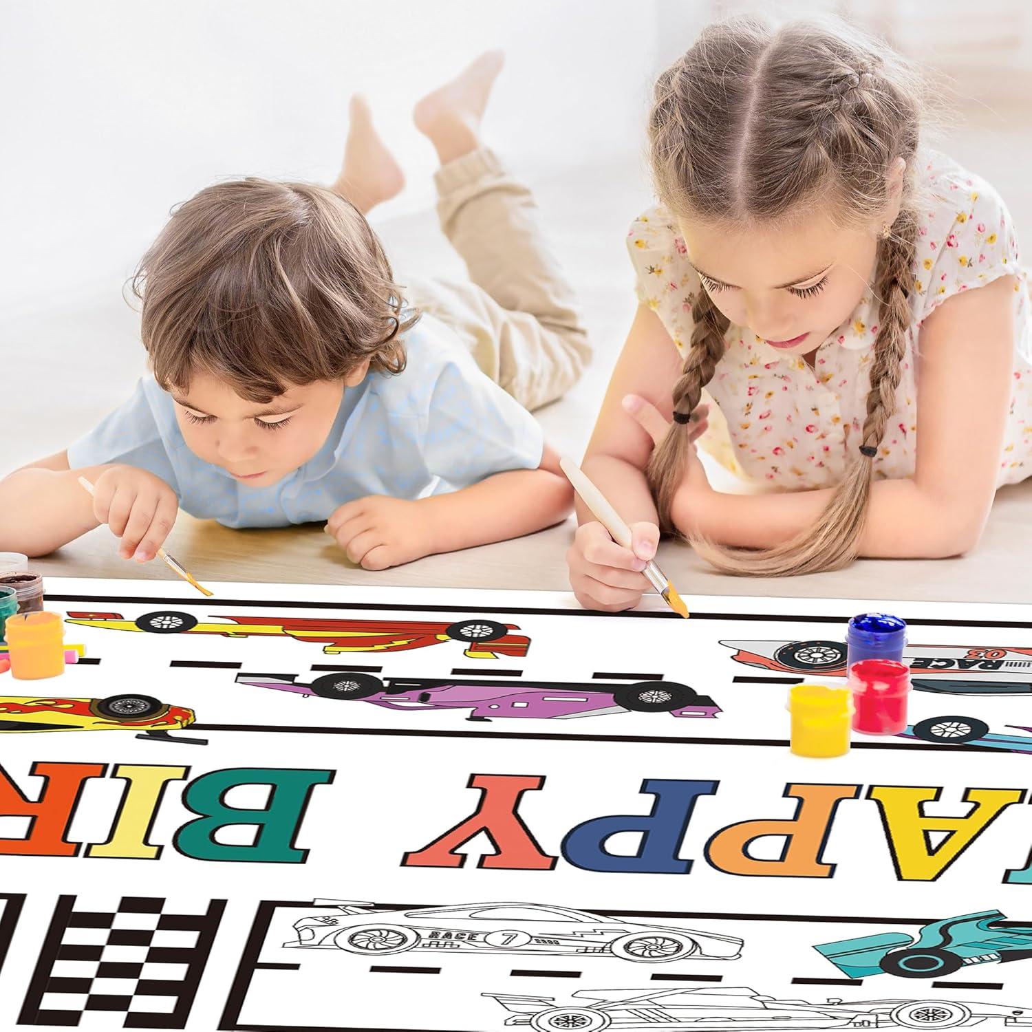 image:imageOHOME Giant Coloring Tablecloth  Birthday Decorations  Arts amp Crafts for Kids Ages 412Race Car