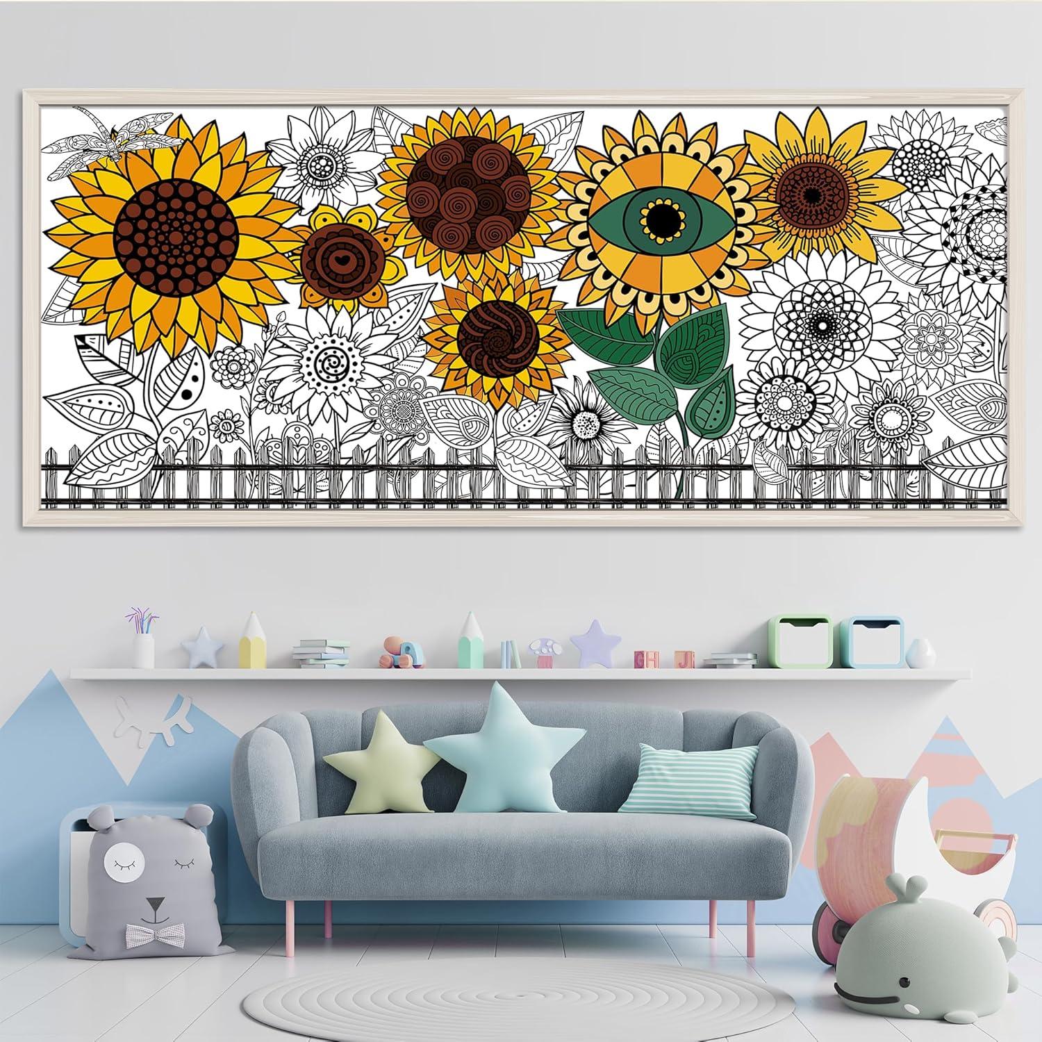 image:imageOHOME Giant Coloring Tablecloth Birthday Decorations Arts amp Crafts for Kids Ages 412Sunflower
