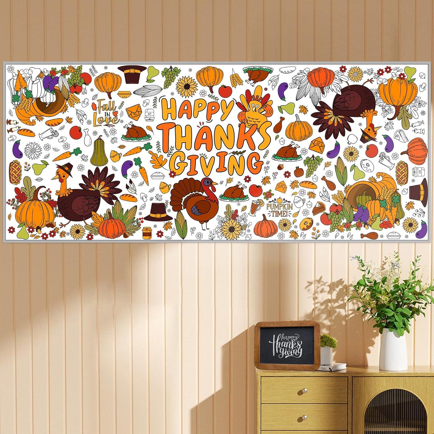 image:imageOHOME Giant Coloring Tablecloth Birthday Decorations Arts amp Crafts for Kids Ages 412Thanksgiving
