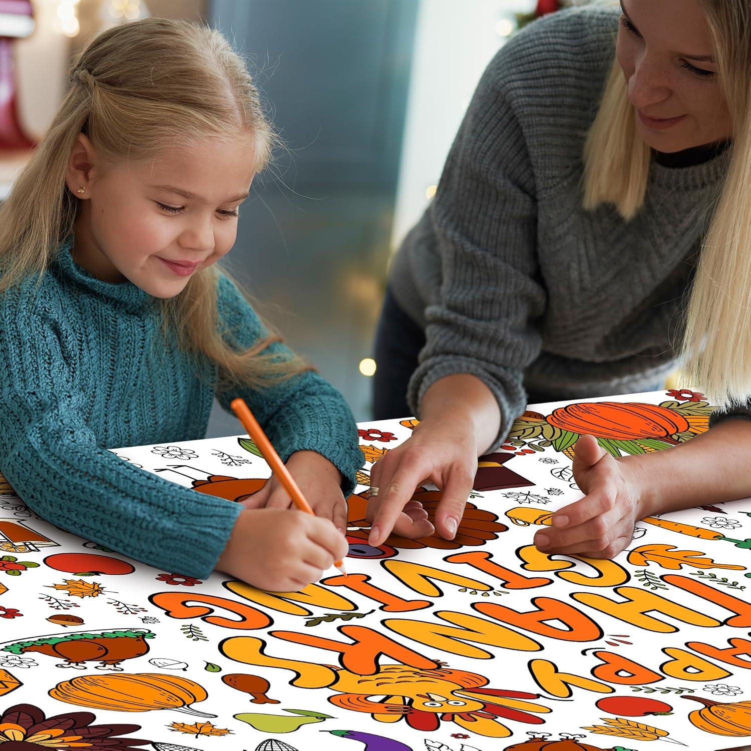 image:imageOHOME Giant Coloring Tablecloth Birthday Decorations Arts amp Crafts for Kids Ages 412Thanksgiving