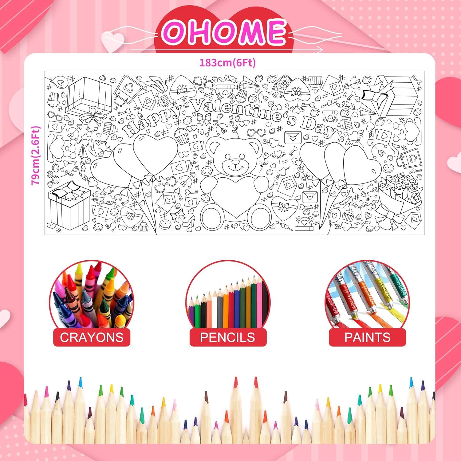 image:imageOHOME Giant Coloring Tablecloth Birthday Decorations Arts amp Crafts for Kids Ages 412Valentines Day