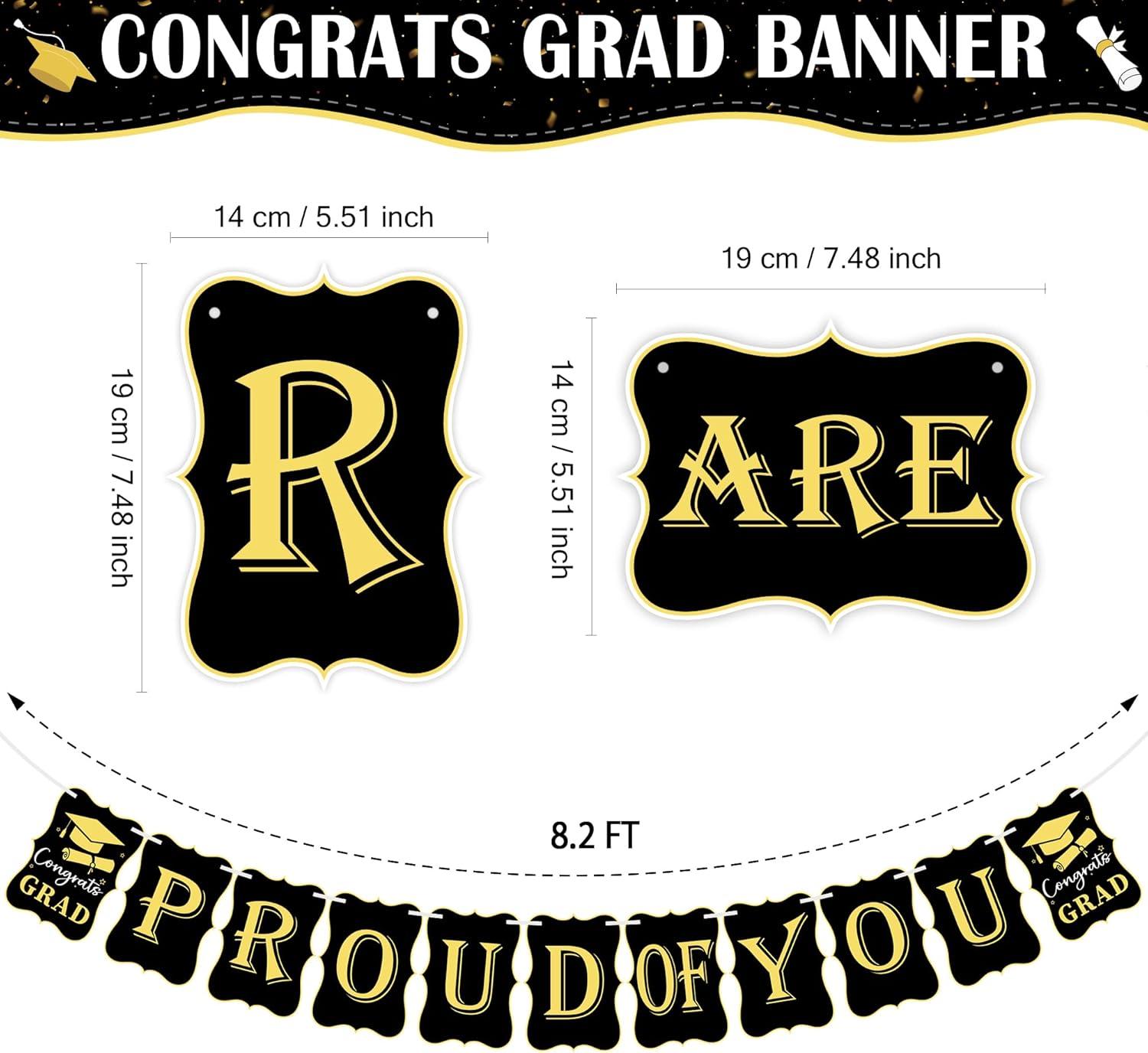 image:imageOHOME Graduation Decorations 2025 We are So Proud of You Banner Congrats Grad Graduation Backdrop for Party Favors SuppliesBlack Gold