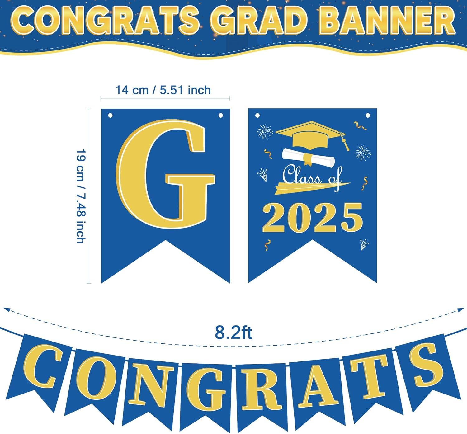 image:imageOHOME Graduation Decorations 2025 We are So Proud of You Banner Congrats Grad Graduation Backdrop for Party Favors SuppliesBlue and Gold