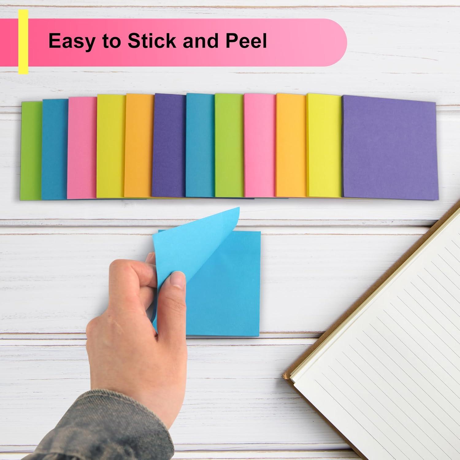 image:imageOHOME Sticky Notes 12 Pads 3x3 Colorful SelfStick Post Notes Bulk Office Desk Accessories Teacher Classroom Must HavesAesthetic School Supplies for HomeEaster Basket StuffersSquare