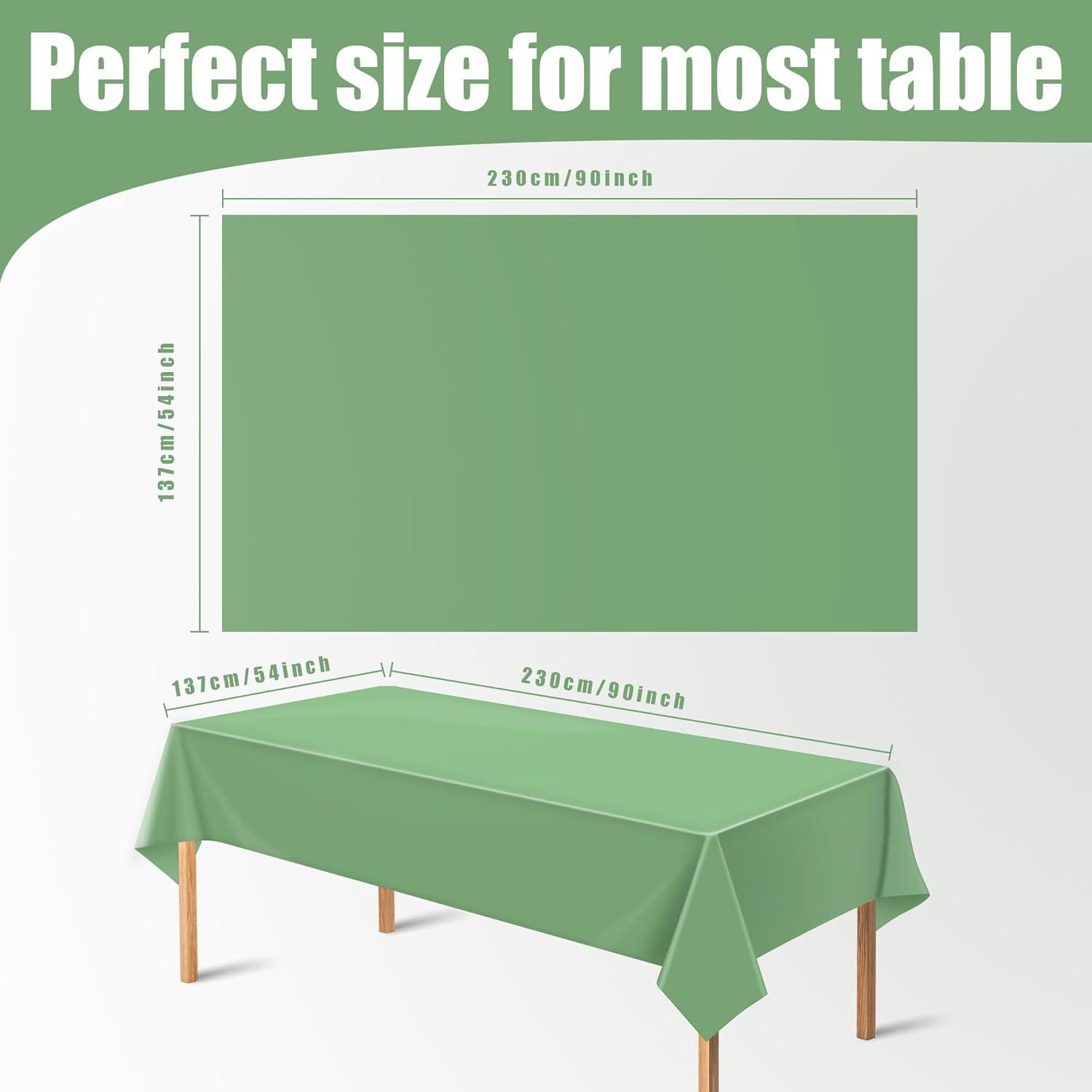 image:imageOHOME Thanksgiving Decorations Plastic Fall Tablecloth for Thanksgiving Friendsgiving Autumn Table Decor Leaves Floral Table Covers for Outdoor Indoor Party Favors Backdrop52x872 PackSage Green Tablecloth