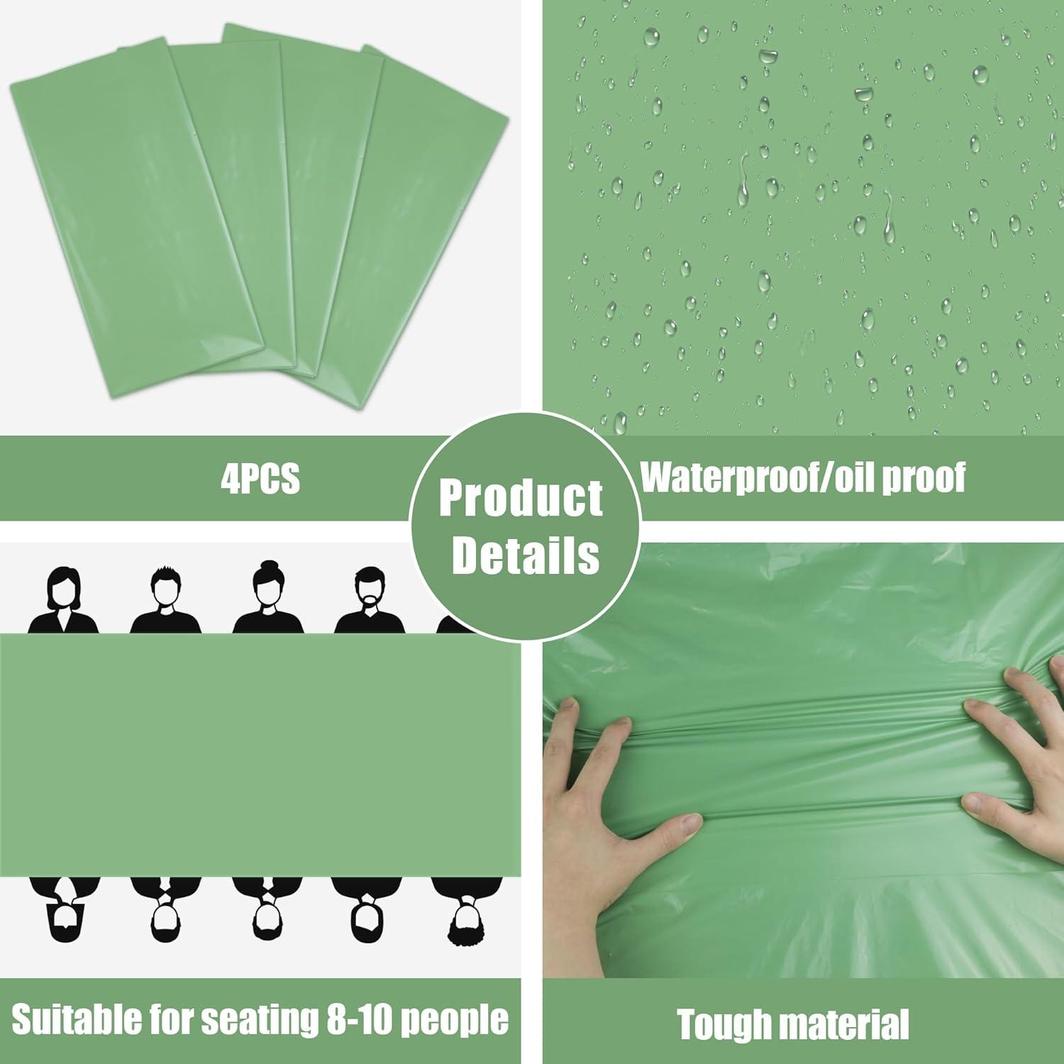 image:imageOHOME Thanksgiving Decorations Plastic Fall Tablecloth for Thanksgiving Friendsgiving Autumn Table Decor Leaves Floral Table Covers for Outdoor Indoor Party Favors Backdrop52x872 PackSage Green Tablecloth