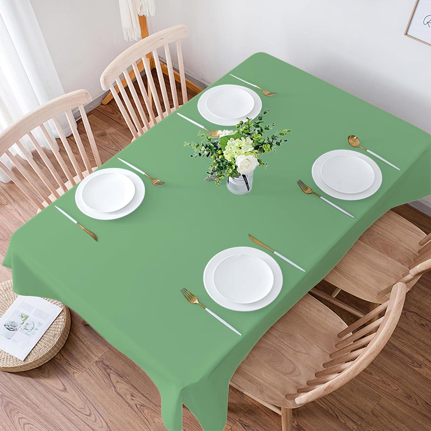 image:imageOHOME Thanksgiving Decorations Plastic Fall Tablecloth for Thanksgiving Friendsgiving Autumn Table Decor Leaves Floral Table Covers for Outdoor Indoor Party Favors Backdrop52x872 PackSage Green Tablecloth