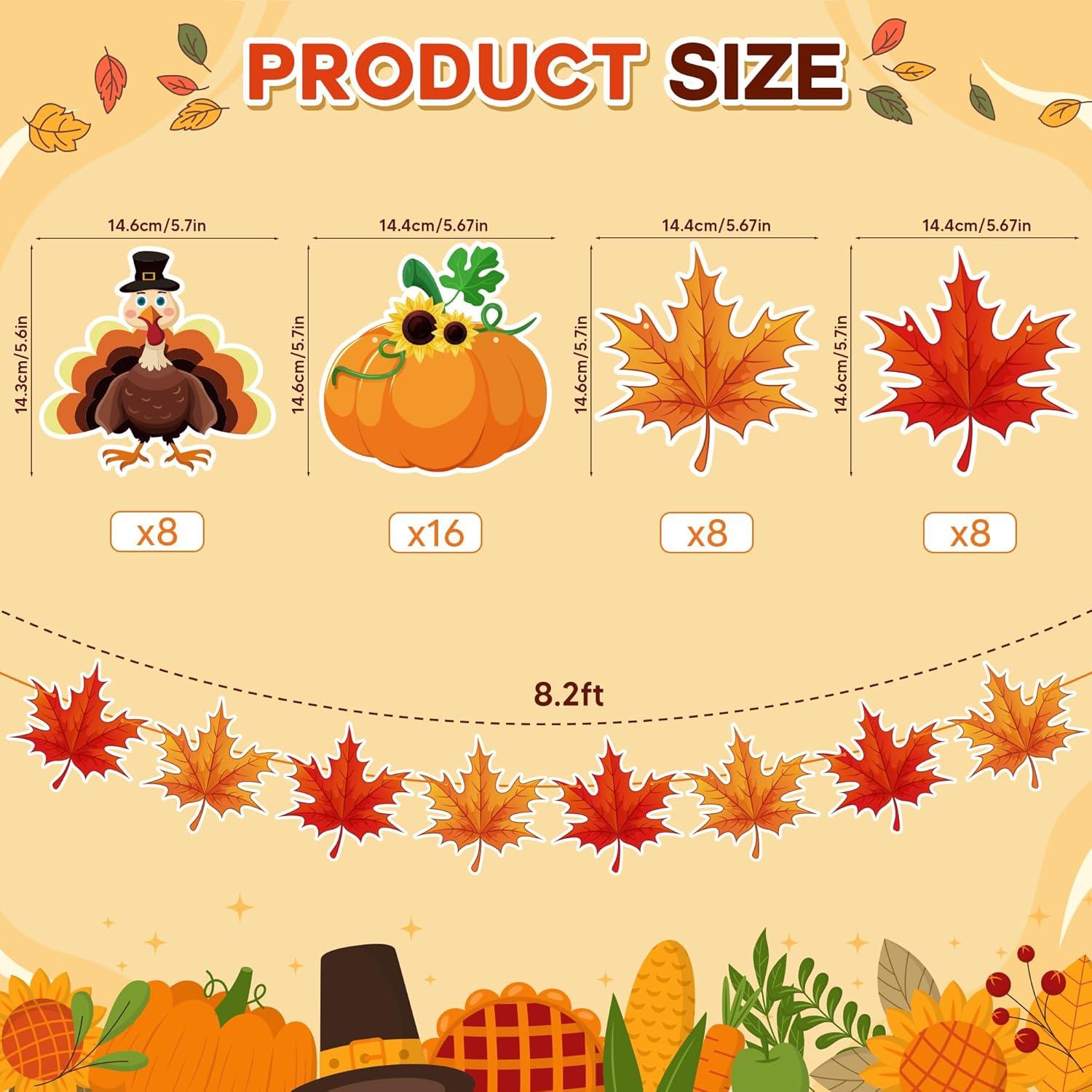 image:imageOHOME Thanksgiving Decorative Stickers and Garland Stickers Garland Orange Brown Paper Cardstock Rectangular